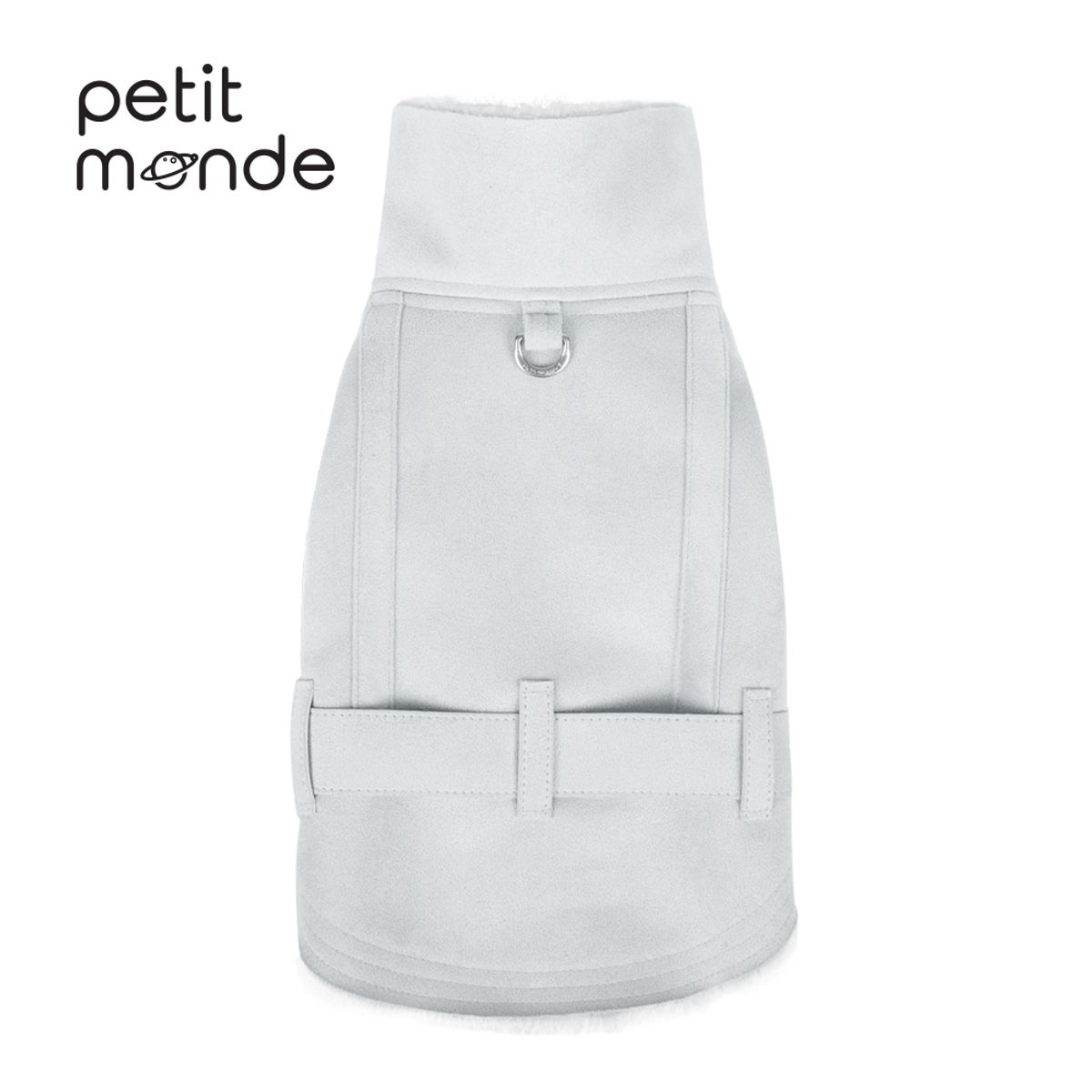 쁘띠몽드(PETIT MONDE) 스웨이드 벨티드 무스탕 코트 스카이블루