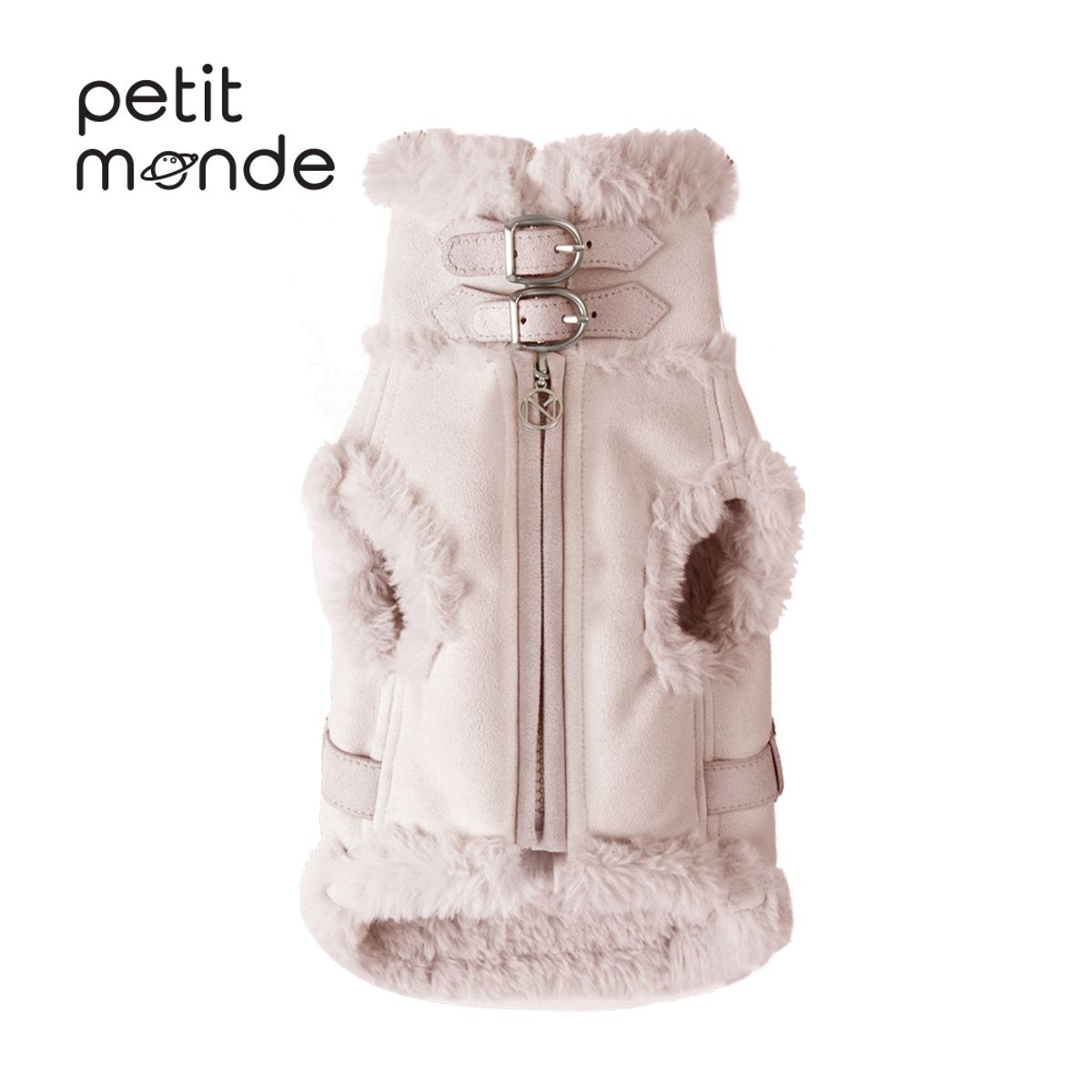 쁘띠몽드(PETIT MONDE) 스웨이드 파스텔 무스탕 조끼 베이비핑크