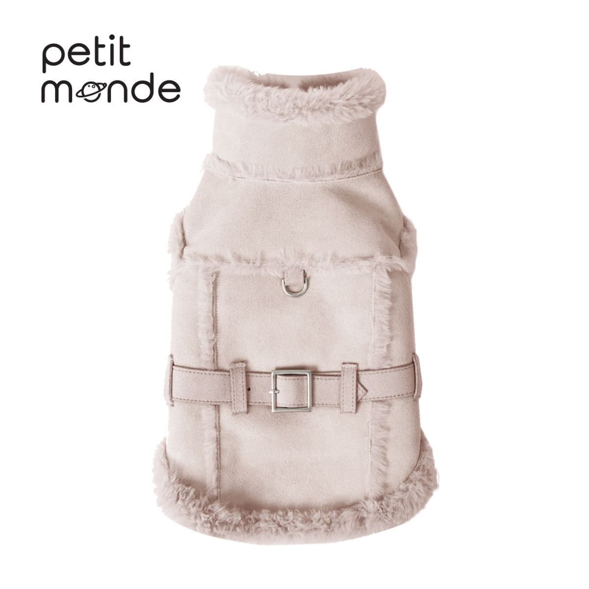 쁘띠몽드(PETIT MONDE) 스웨이드 파스텔 무스탕 조끼 베이비핑크