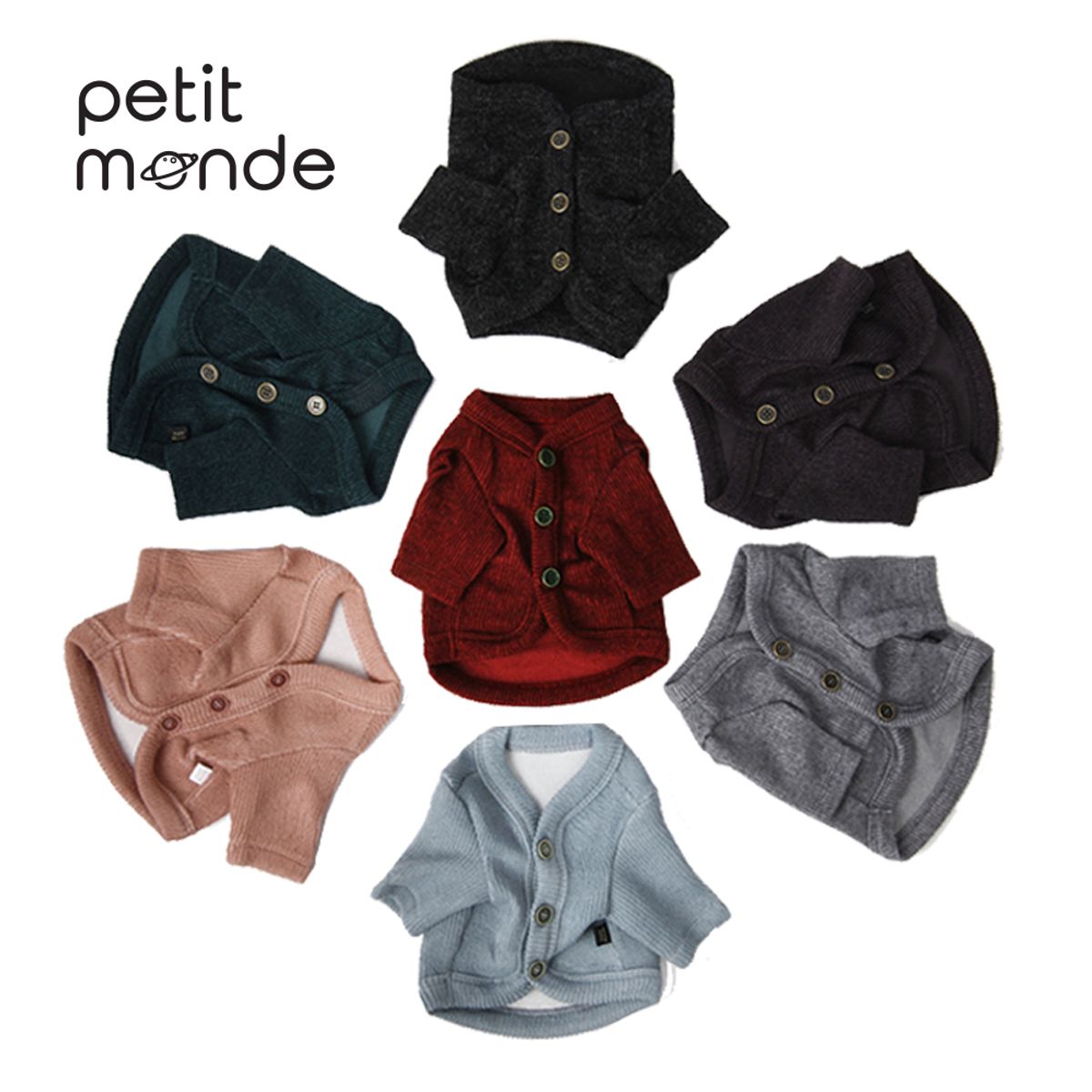 쁘띠몽드(PETIT MONDE) 카이 골지 니트 가디건 와인