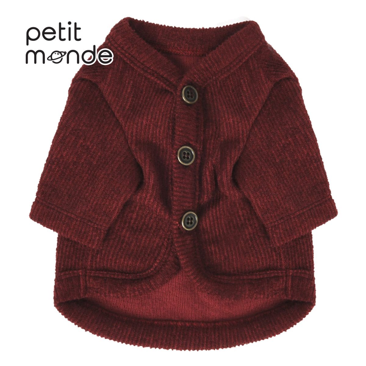 쁘띠몽드(PETIT MONDE) 카이 골지 니트 가디건 와인
