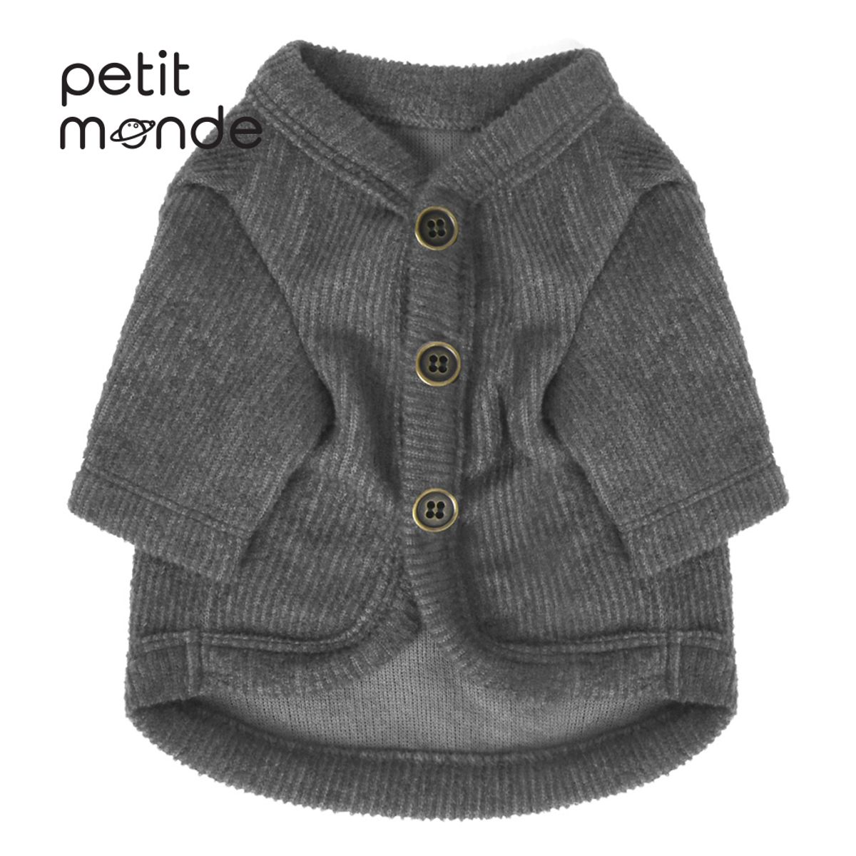 쁘띠몽드(PETIT MONDE) 카이 골지 니트 가디건 그레이
