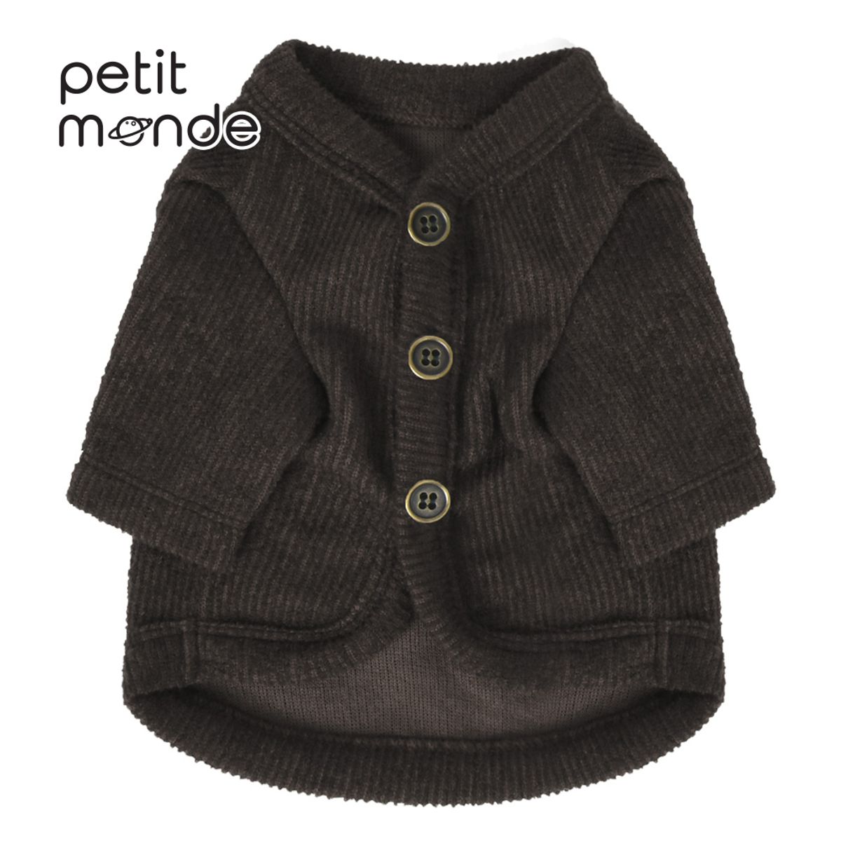 쁘띠몽드(PETIT MONDE) 카이 골지 니트 가디건 브라운