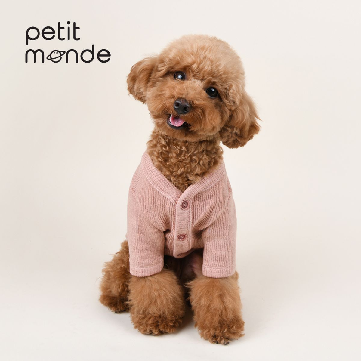 쁘띠몽드(PETIT MONDE) 카이 골지 니트 가디건 핑크