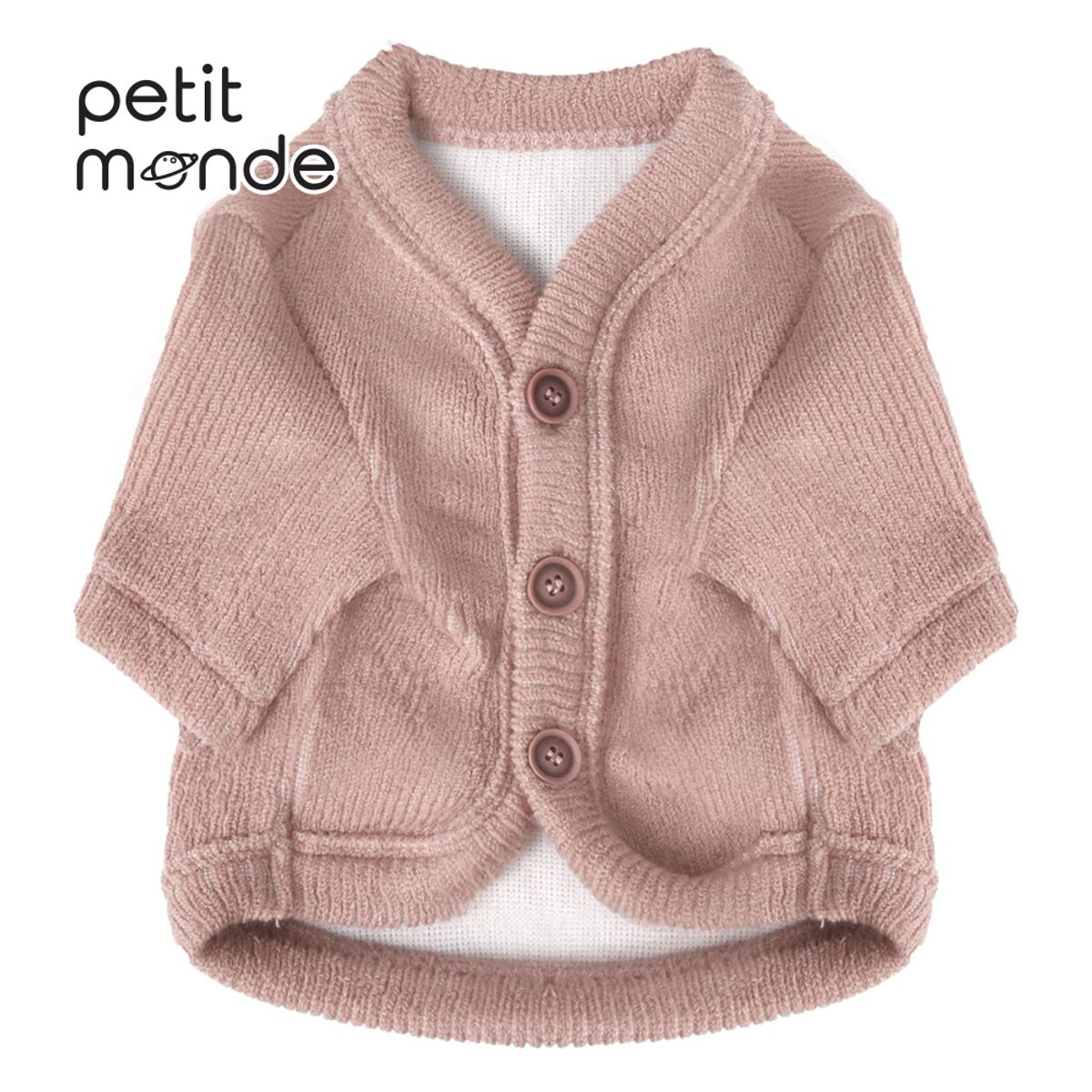 쁘띠몽드(PETIT MONDE) 카이 골지 니트 가디건 핑크