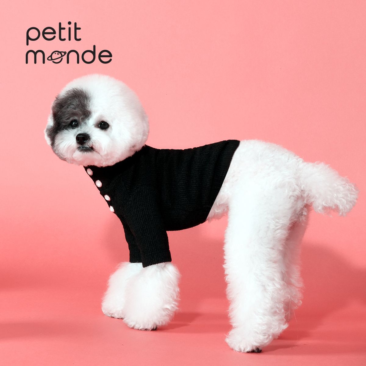 쁘띠몽드(PETIT MONDE) 카이 골지 니트 티셔츠 블랙