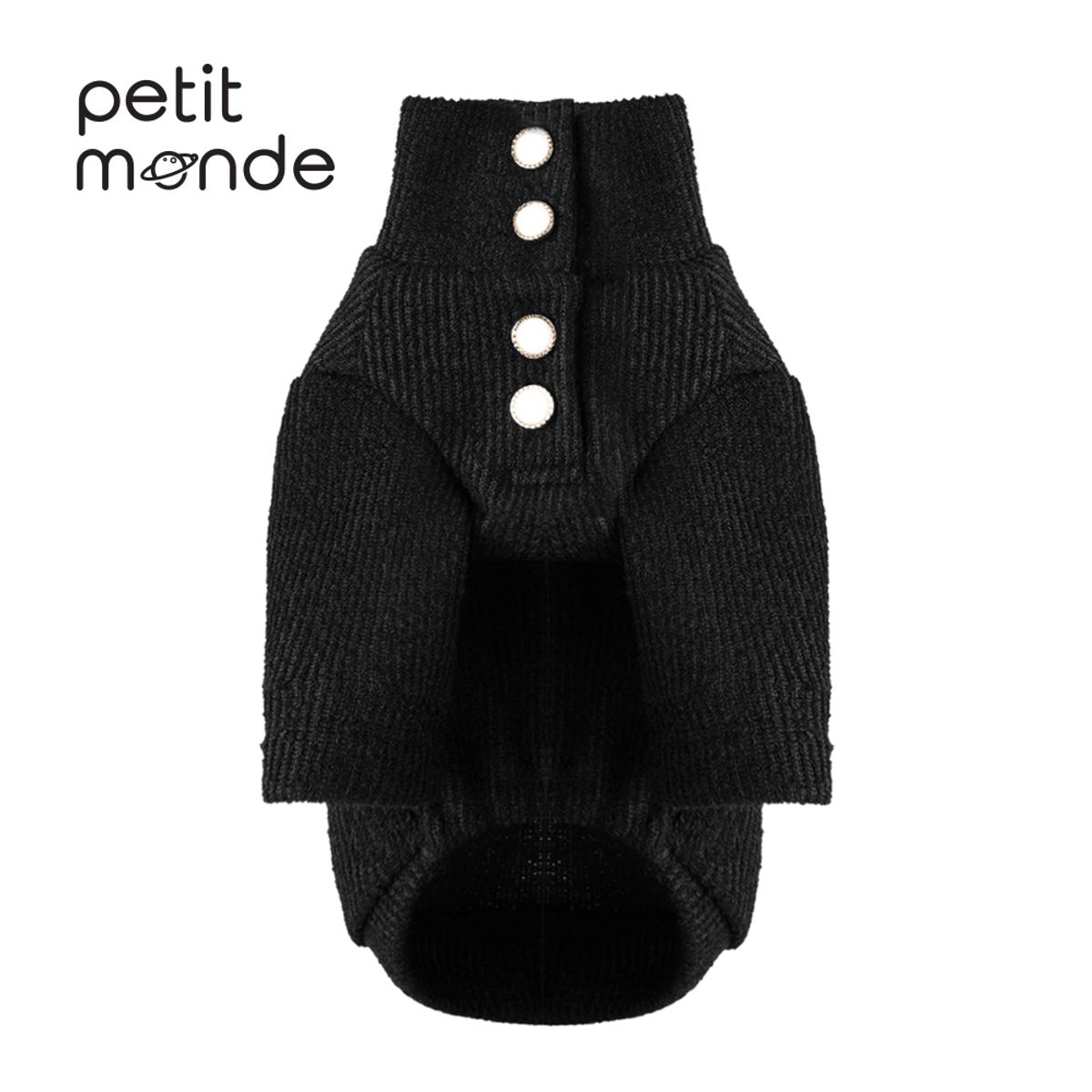 쁘띠몽드(PETIT MONDE) 카이 골지 니트 티셔츠 블랙