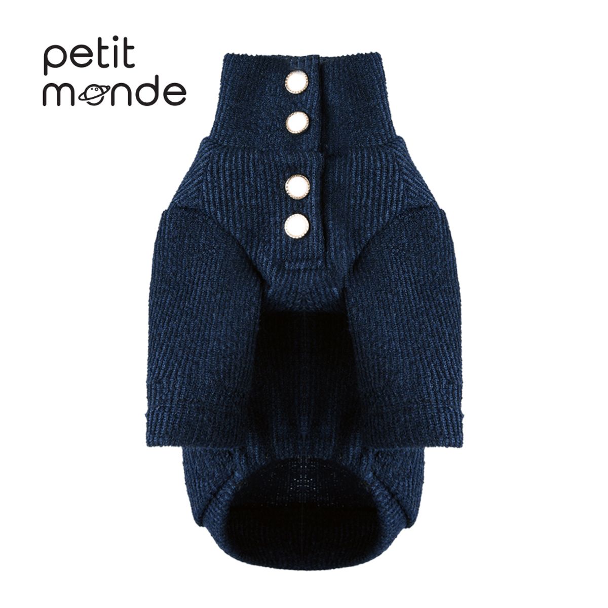 쁘띠몽드(PETIT MONDE) 카이 골지 니트 티셔츠 네이비