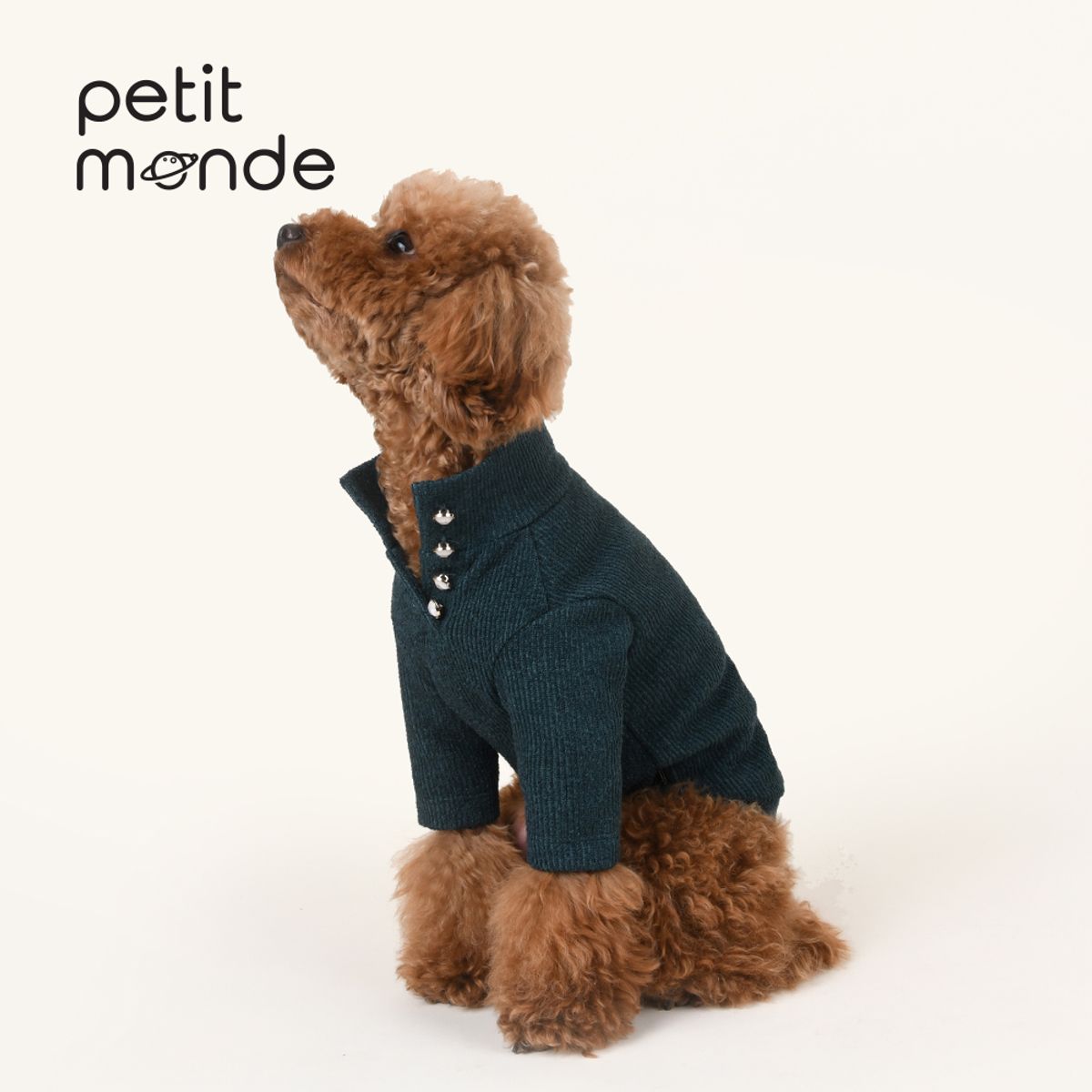 쁘띠몽드(PETIT MONDE) 카이 골지 니트 티셔츠 그린