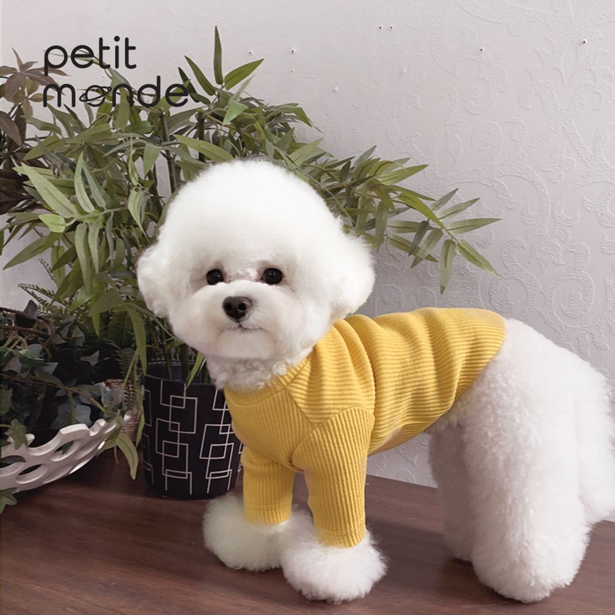 쁘띠몽드(PETIT MONDE) 하트 와펜 데일리 티셔츠 옐로우