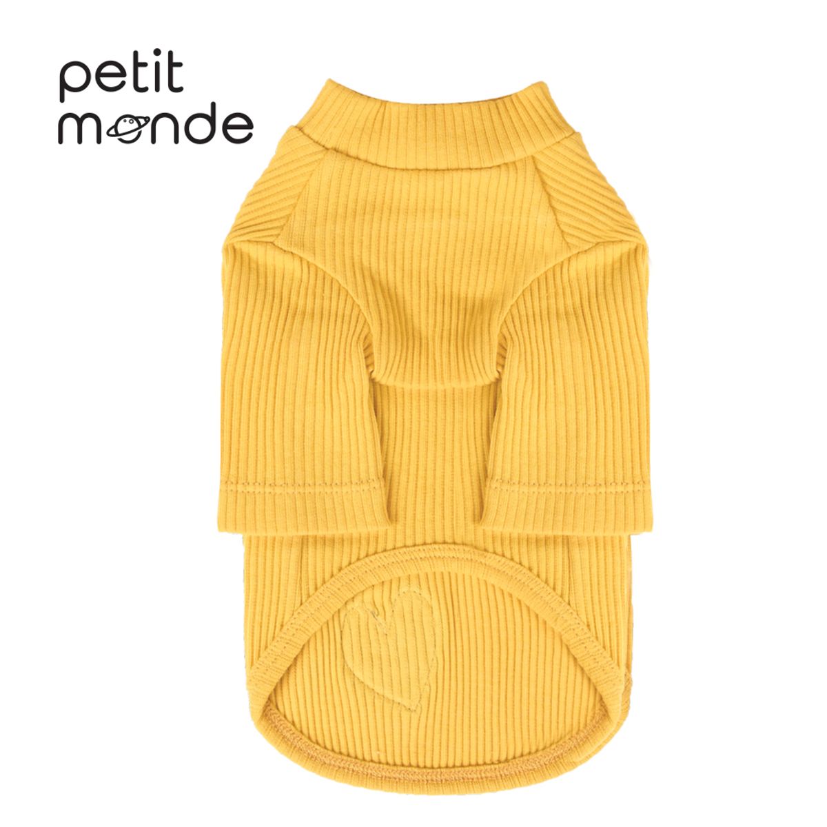 쁘띠몽드(PETIT MONDE) 하트 와펜 데일리 티셔츠 옐로우