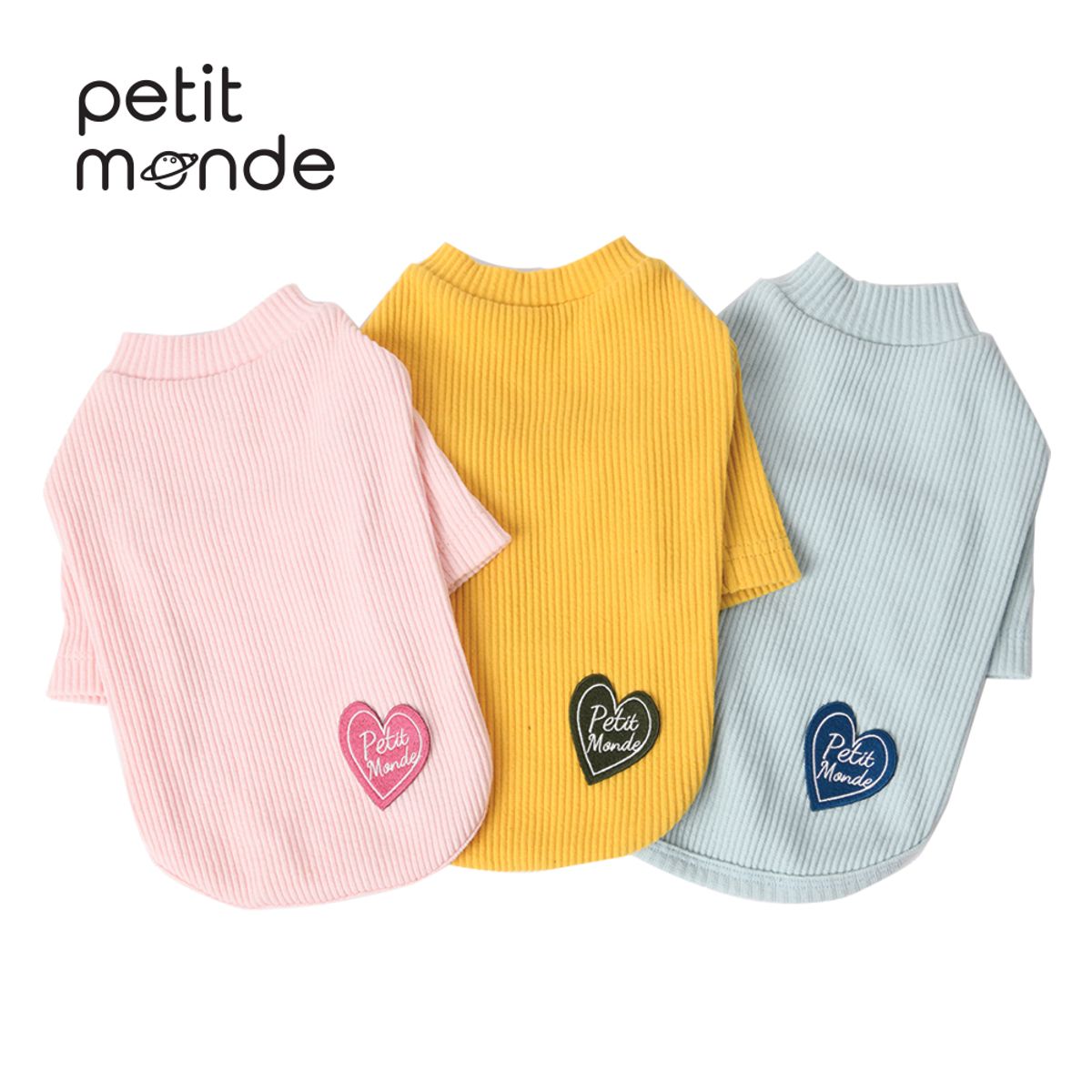 쁘띠몽드(PETIT MONDE) 하트 와펜 데일리 티셔츠 핑크