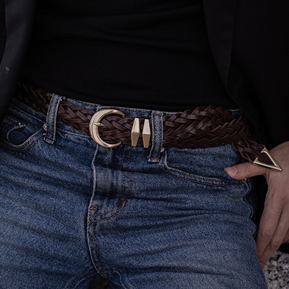 올클래식(ALLCLASSIC) ALCBT001 AC Signature_Belt W.Brown & Gold