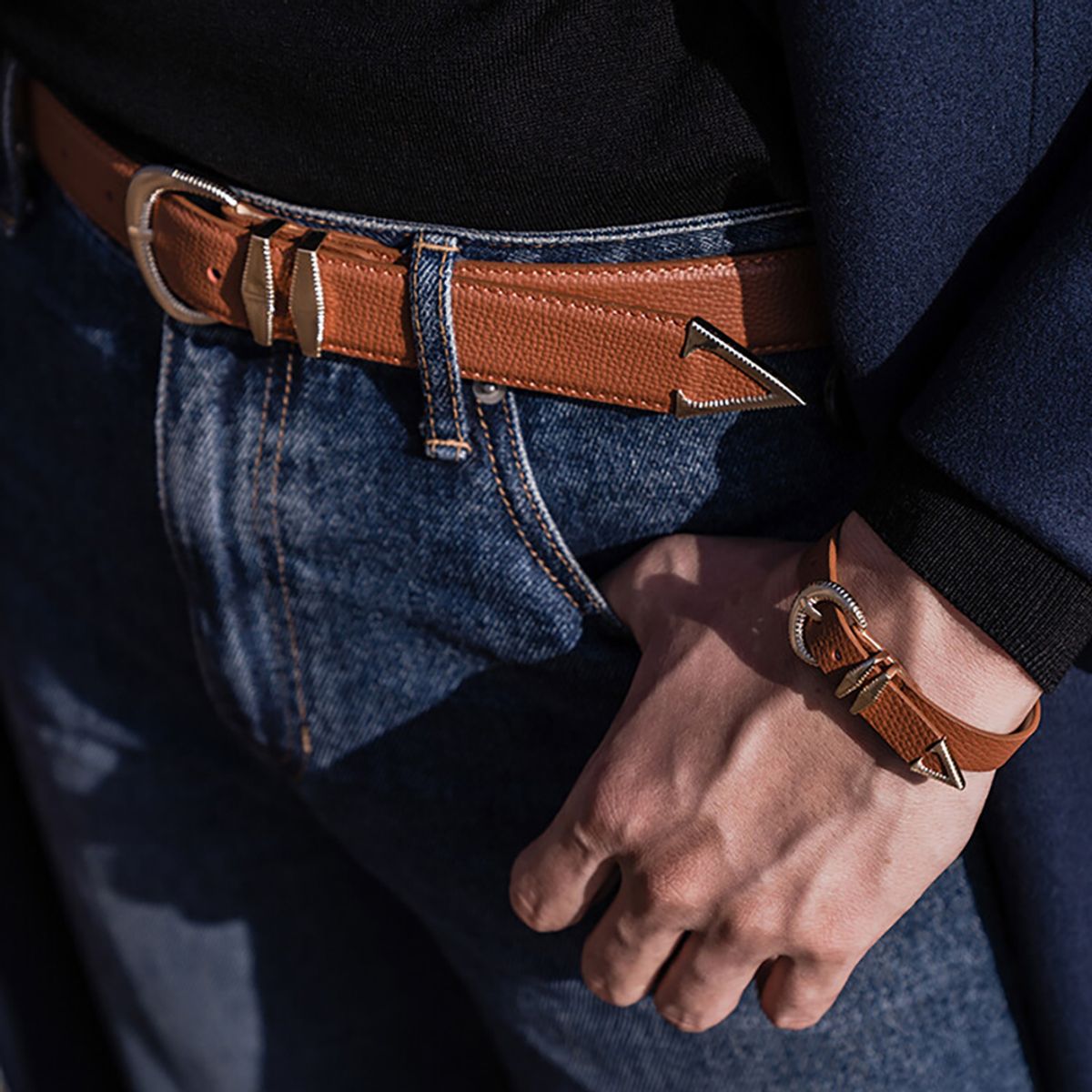 올클래식(ALLCLASSIC) ALCBT001 AC Signature_Belt A.Brown & Gold