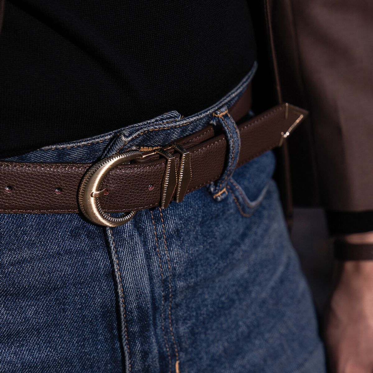 올클래식(ALLCLASSIC) ALCBT001 AC Signature_Belt D.Brown & Gold