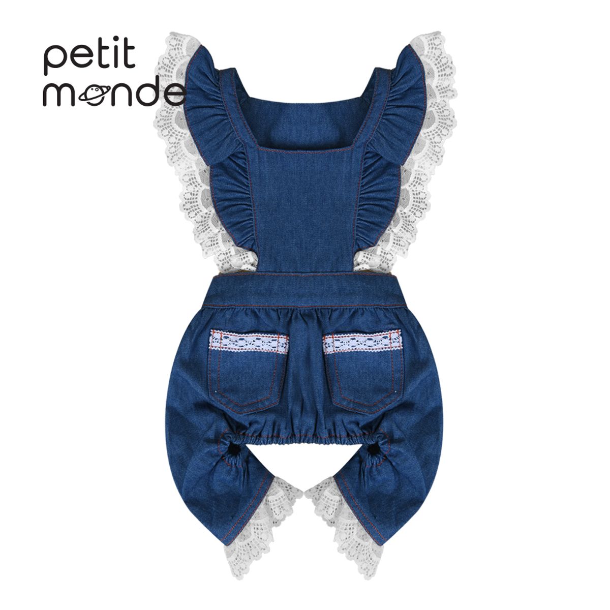 쁘띠몽드(PETIT MONDE) 제니 레이스 청 멜빵 팬츠 블루진