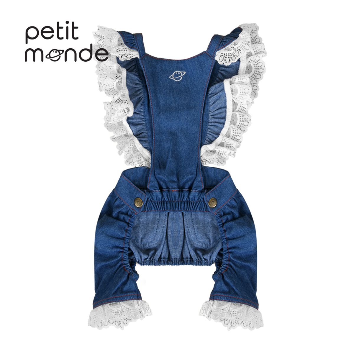 쁘띠몽드(PETIT MONDE) 제니 레이스 청 멜빵 팬츠 블루진