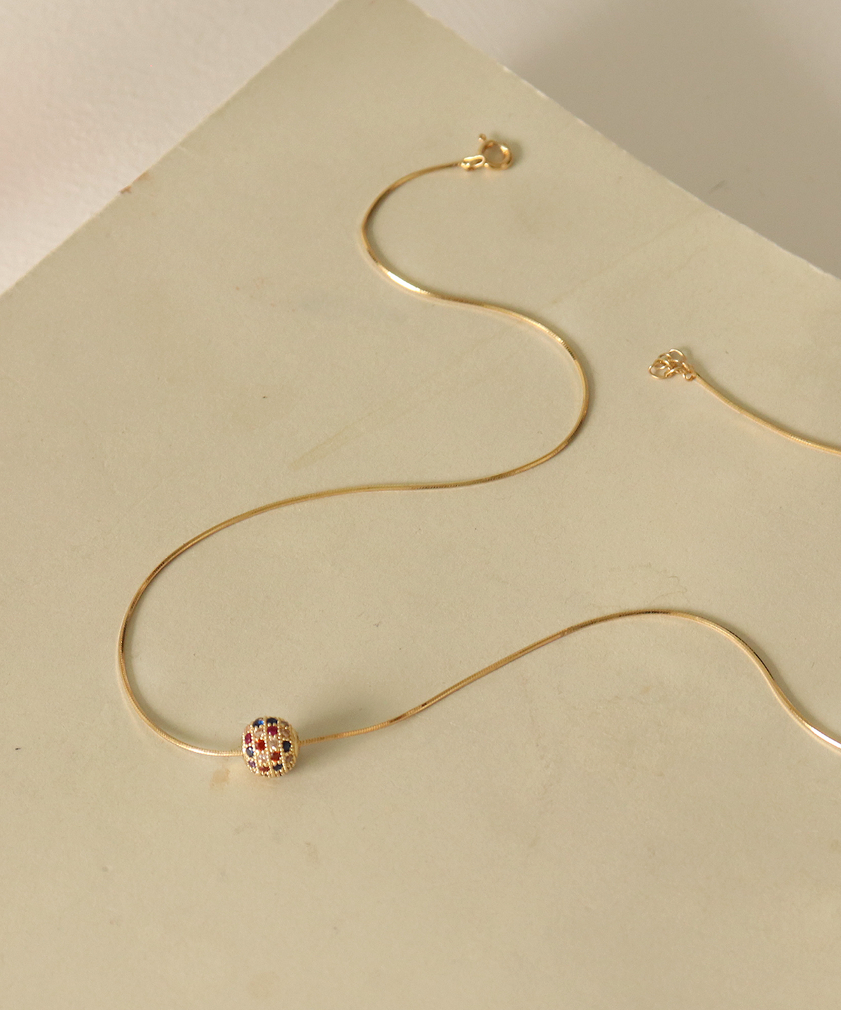 누아보(NUAVO) Mirror gold necklace