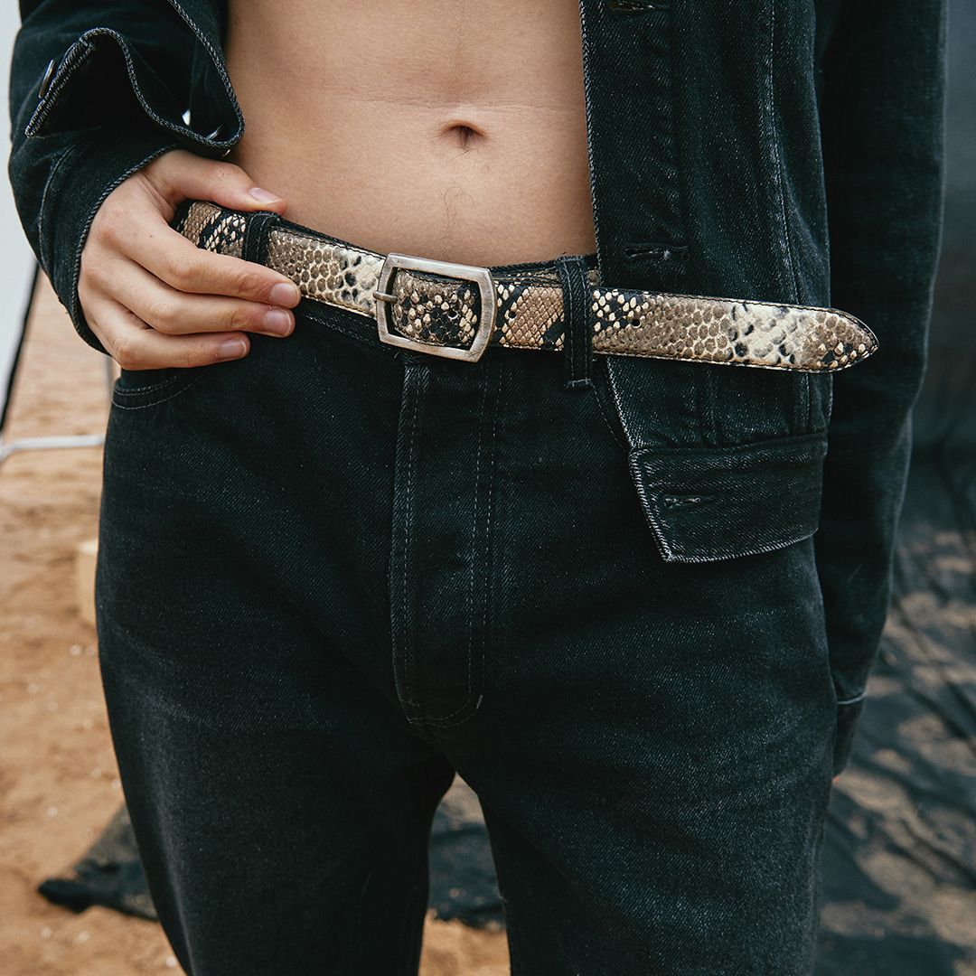 MUSINSA公式 | SAVAGE 190 Leather Belt - Python (Snakeskin - Embossed)