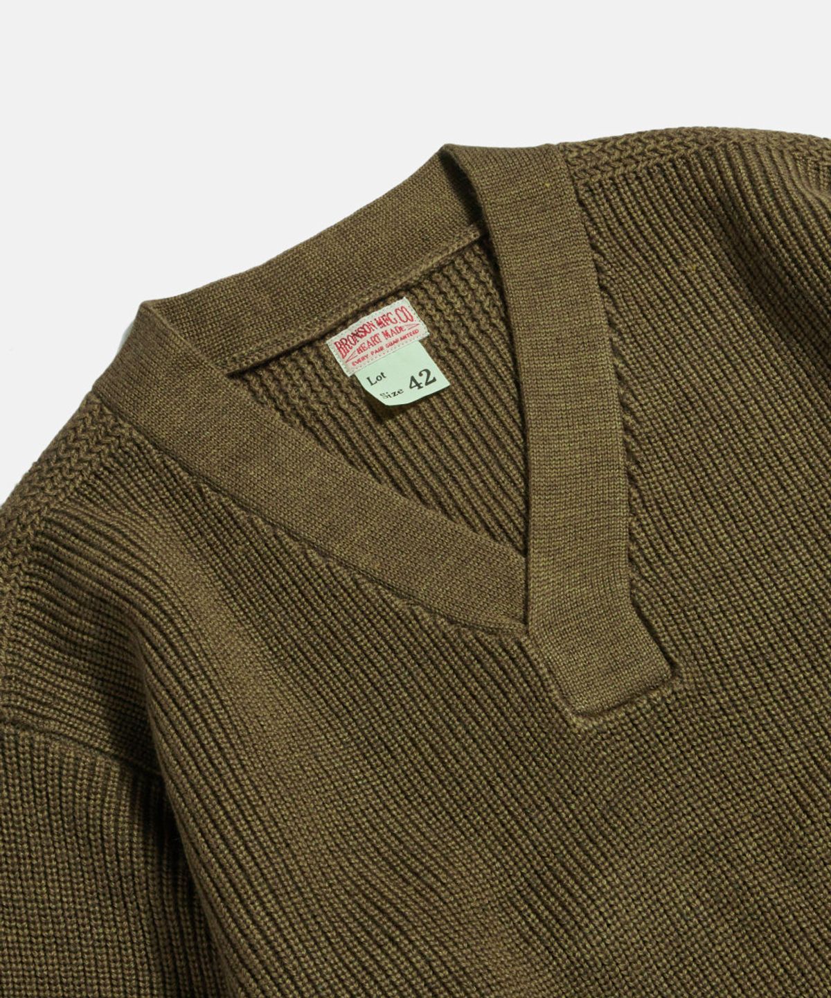 브론슨(BRONSON) USAAF Type A-1 V-neck Mechanics Sweater Olive