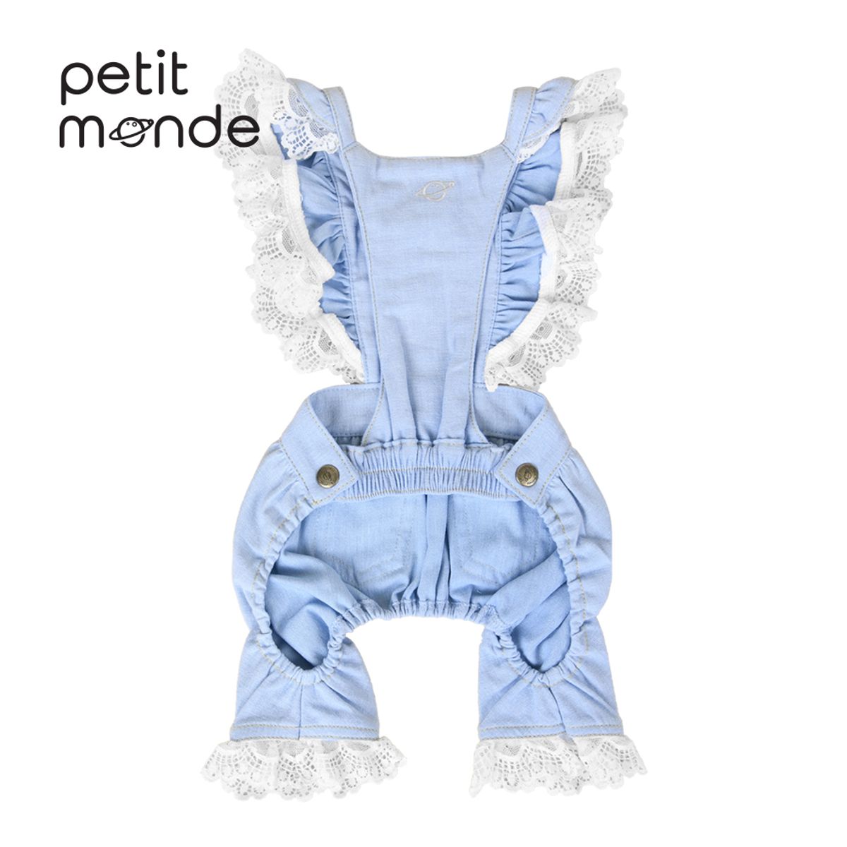 쁘띠몽드(PETIT MONDE) 제니 레이스 청 멜빵 팬츠 아이스블루