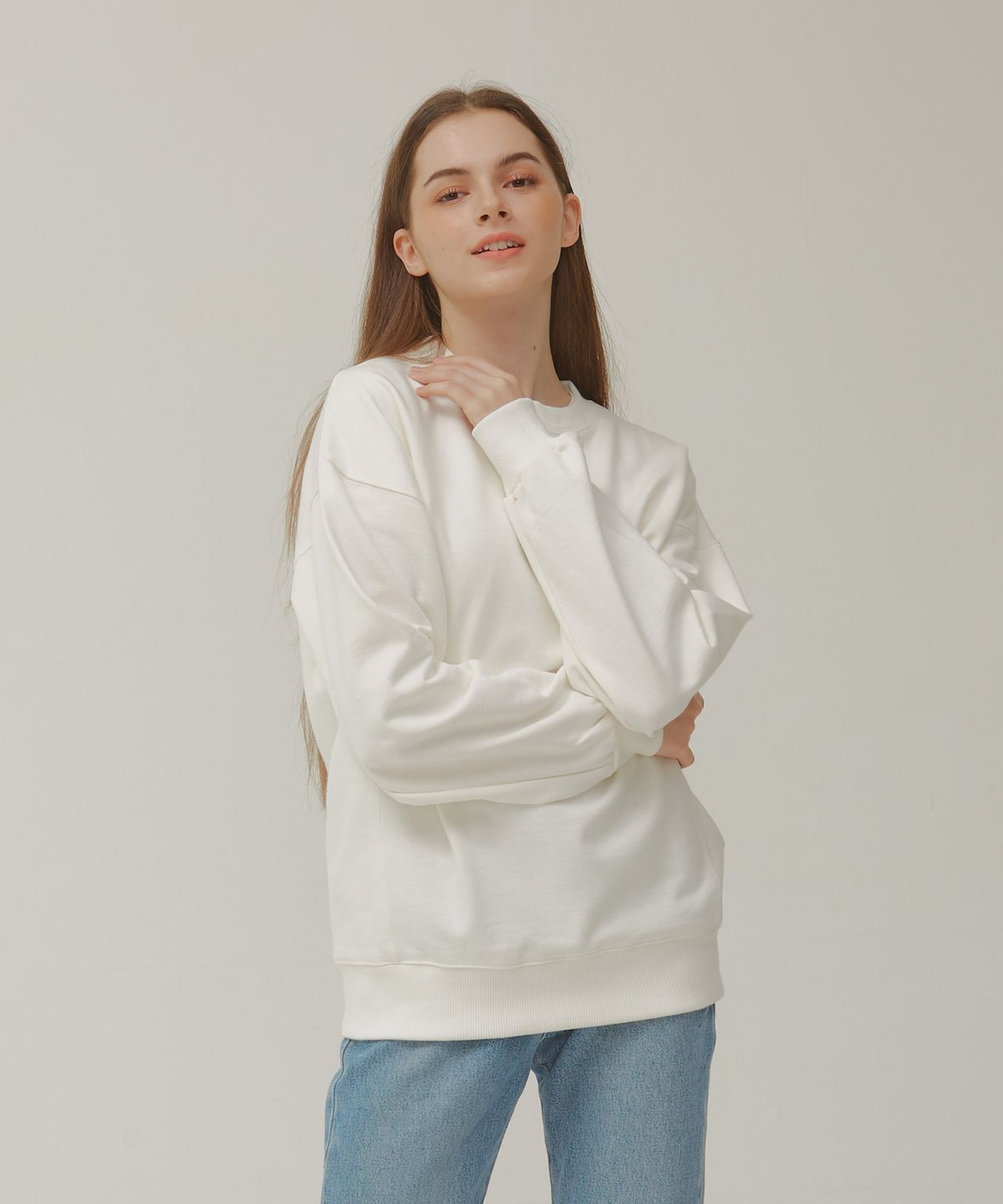 포지티브 바이브(POSITIVE VIBE) Oversized sweat shirt(Ivory)