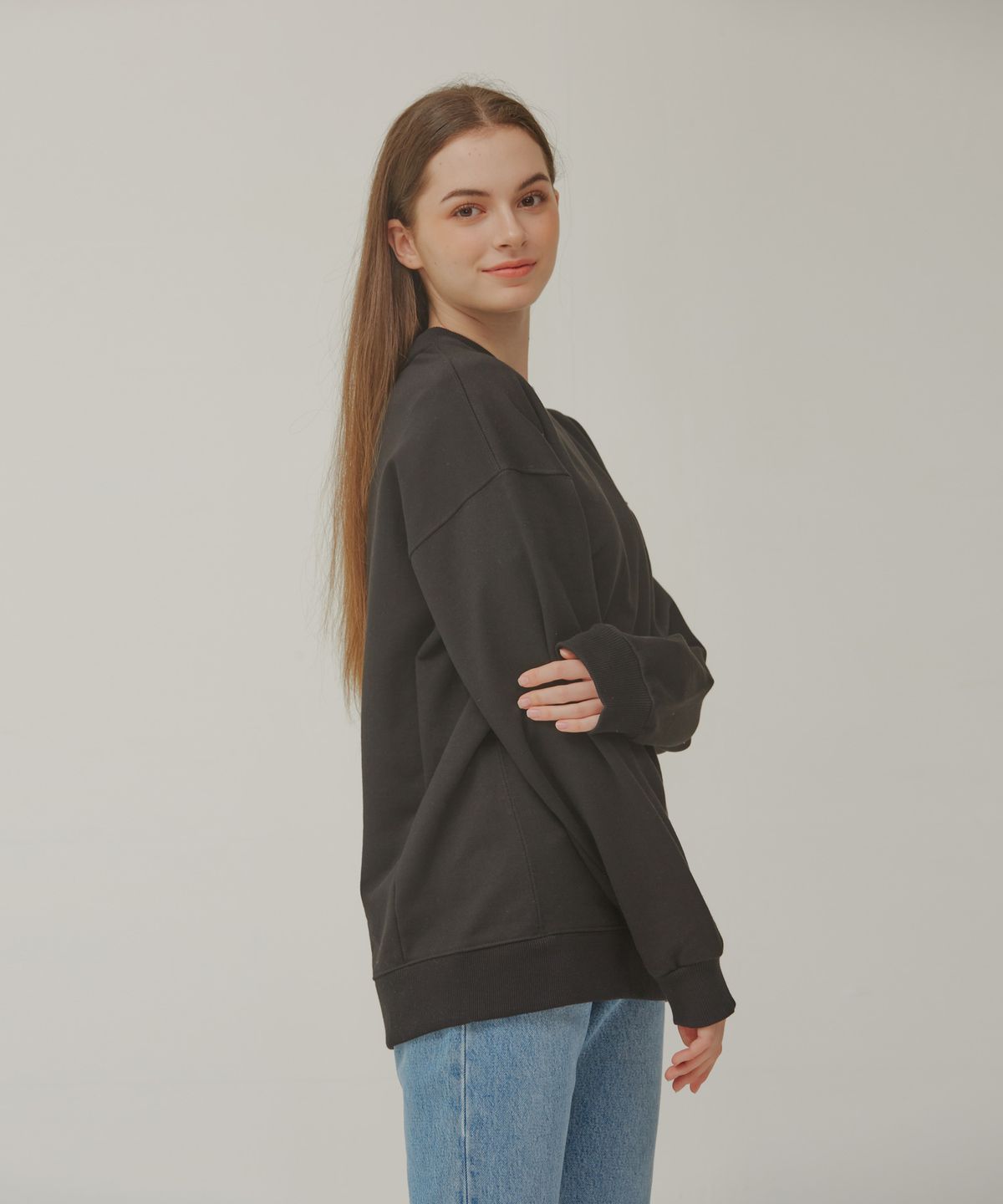 포지티브 바이브(POSITIVE VIBE) Oversized sweat shirt(Black)