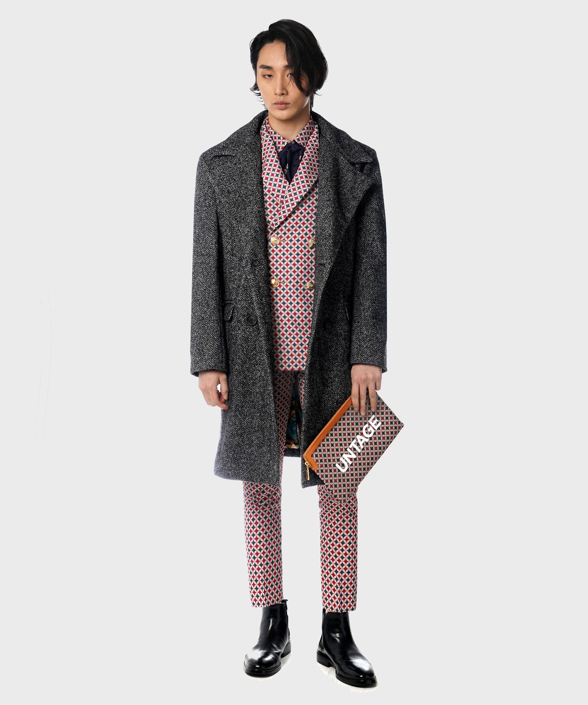 언티지(UNTAGE) 레트로 로고 클러치백[(beige(UNISEX)]_UTA-FM22