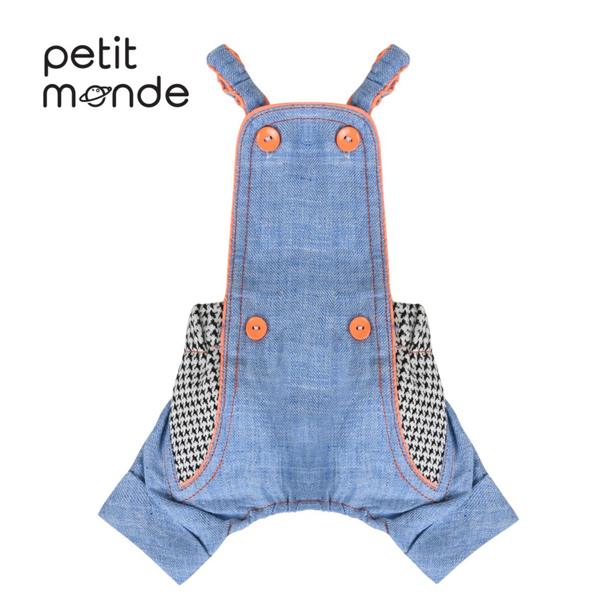 쁘띠몽드(PETIT MONDE) 엘르 배색 린넨 멜빵 팬츠 아이스블루