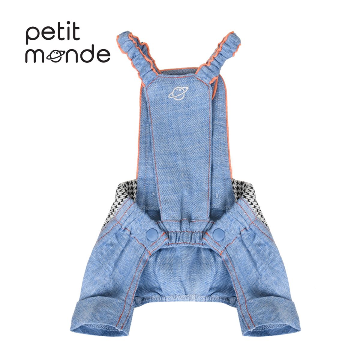 쁘띠몽드(PETIT MONDE) 엘르 배색 린넨 멜빵 팬츠 아이스블루