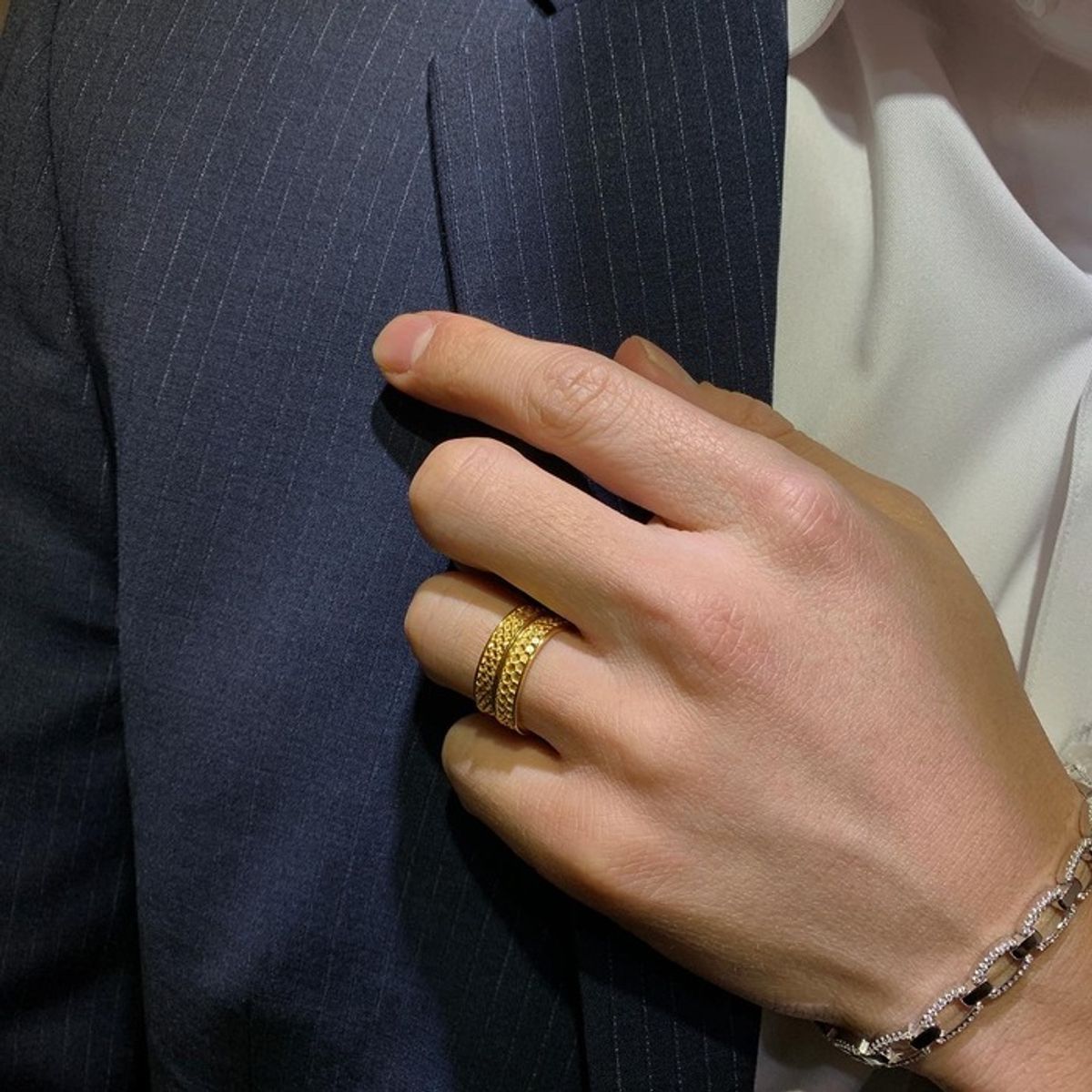 지레이드(G_RADE) Pattern Logo Layered Ring Plating Ver No.4