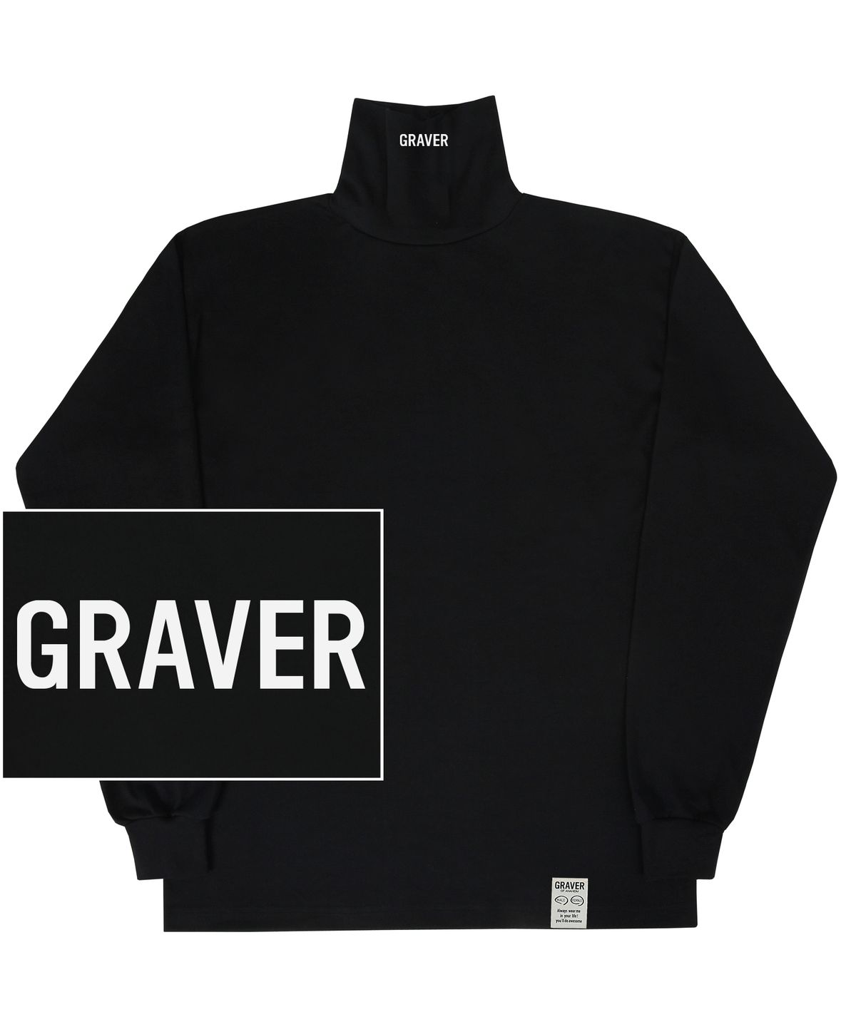 그레이버(GRAVER) [UNISEX]GRAVER 로고 긴목폴라 맨투맨_블랙