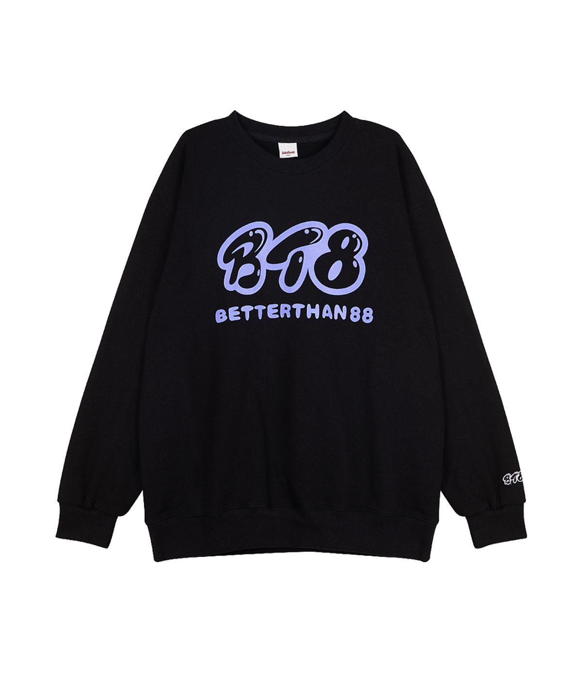 베러댄88(BETTERTHAN88) 1012VB 오리진로고 헤비 맨투맨 밴타블랙