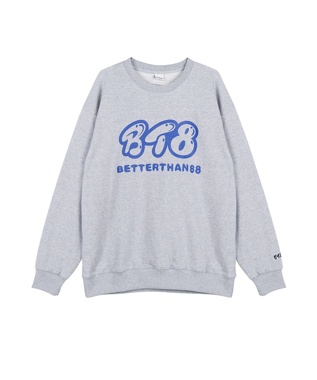 베러댄88(BETTERTHAN88) 1012MG 오리진로고 헤비 맨투맨 멜란지그레이