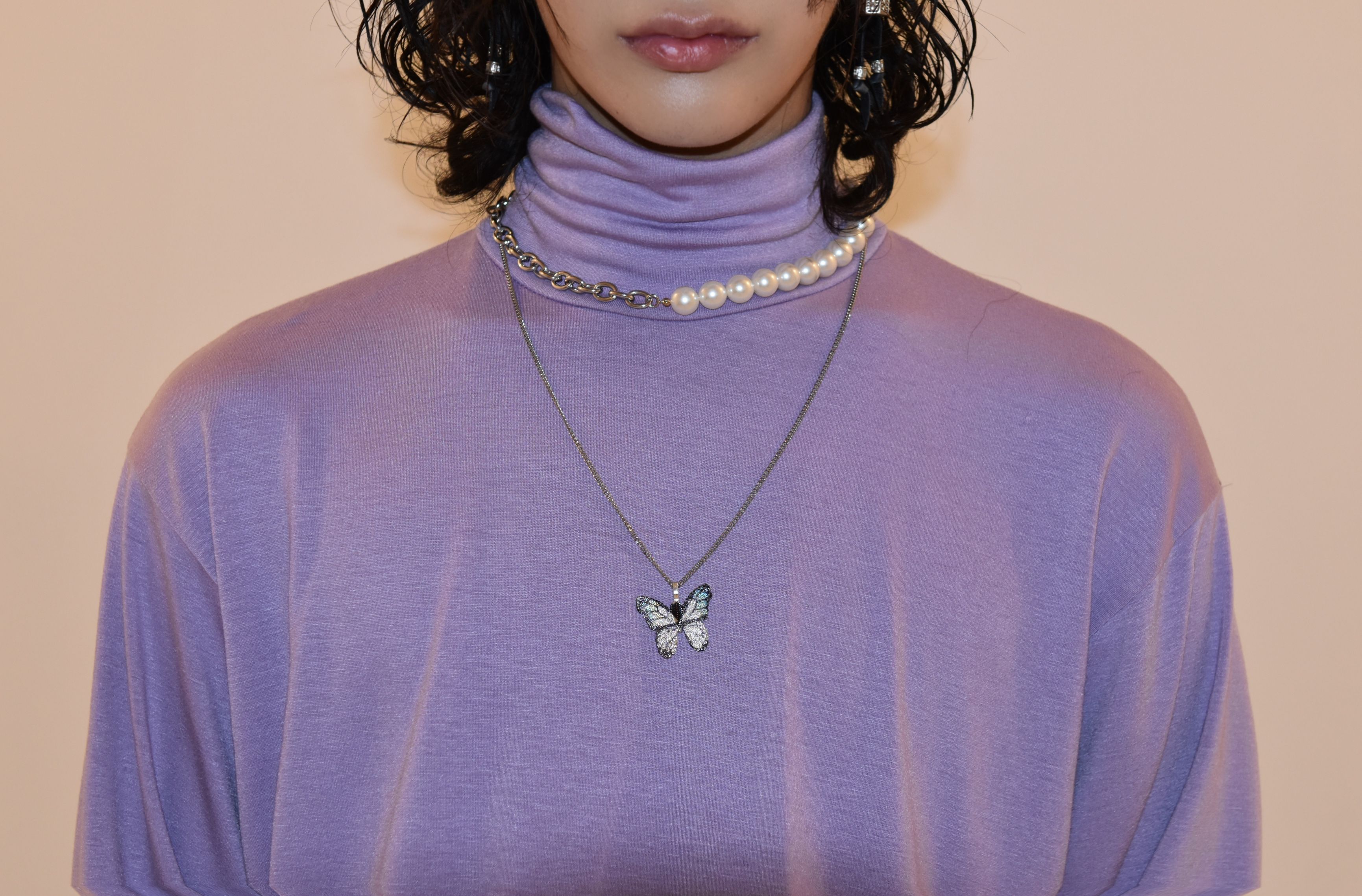 【BLACKPURPLE】TORI PEARL CHAIN NECKLACE MUSINSA公式 | BLACK PURPLE Pearl & Chain Necklace