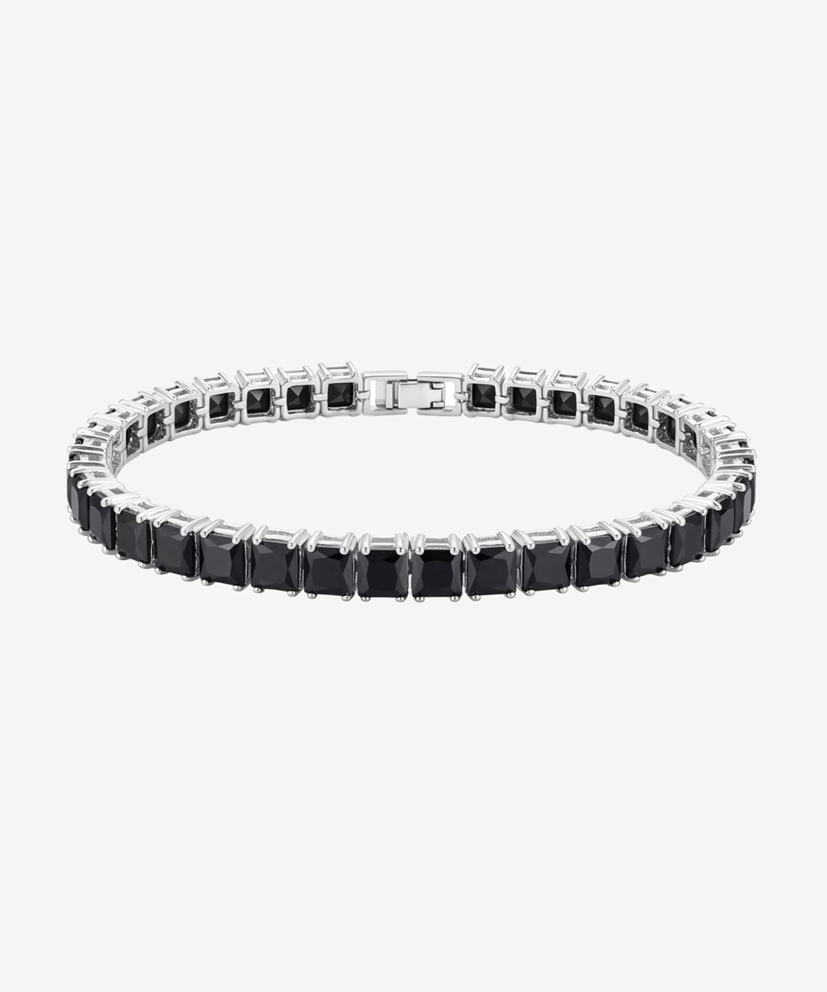 블랙 퍼플(BLACK PURPLE) 스퀘어 큐빅 트레인 팔찌_블랙 Square Cubic Train Bracelet_Black