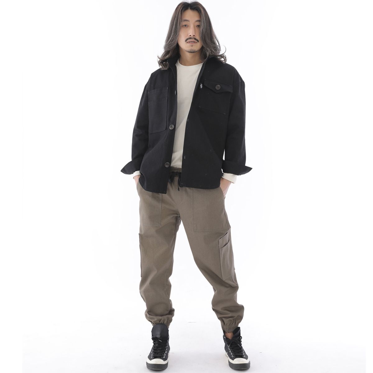세인트크루(SAINTCREW) 투레이어 바텍포켓 버튼 셔츠자켓 2L-401SJ 블랙