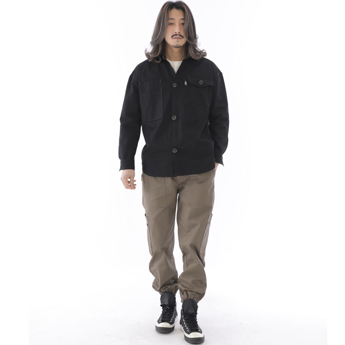 세인트크루(SAINTCREW) 투레이어 바텍포켓 버튼 셔츠자켓 2L-401SJ 블랙