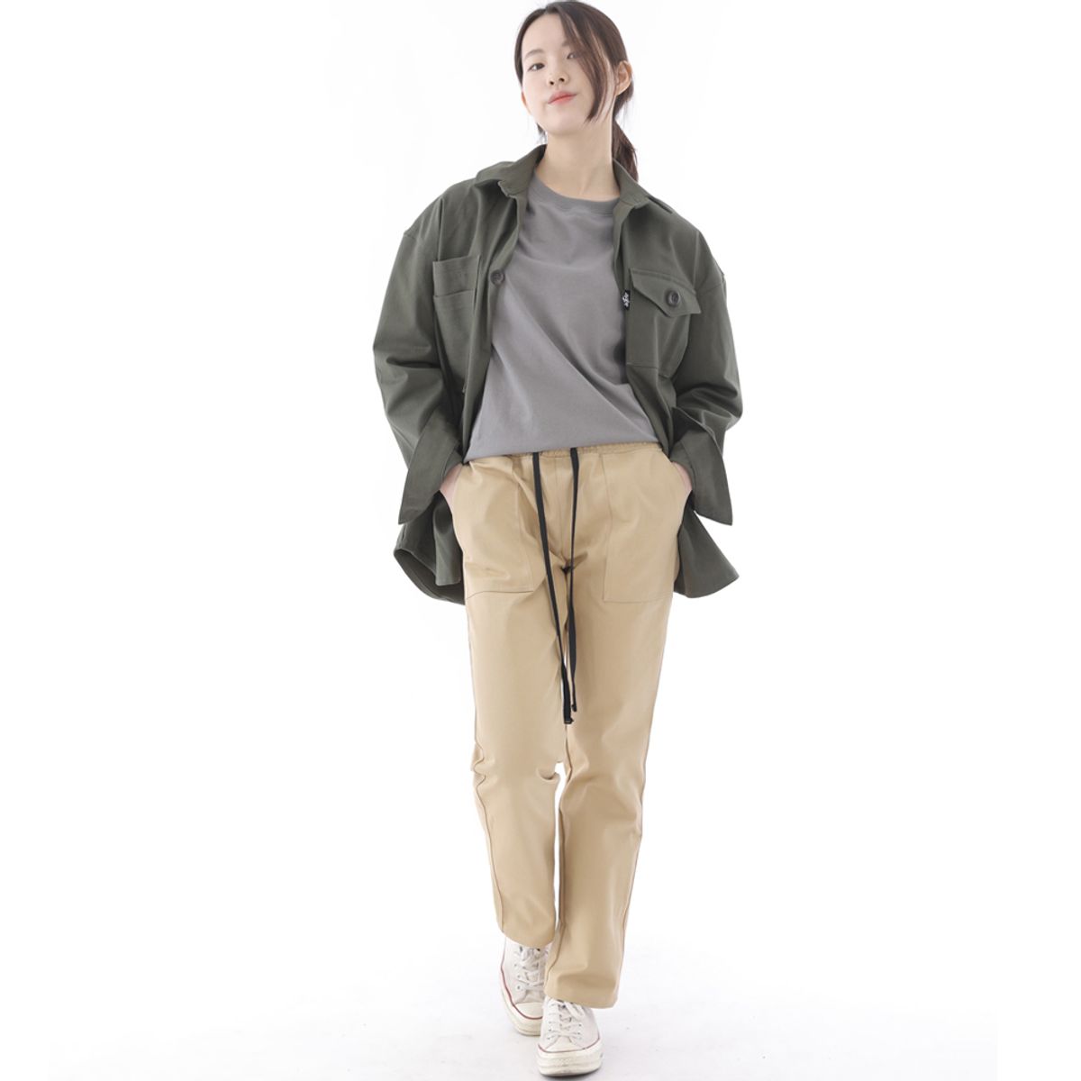세인트크루(SAINTCREW) 투레이어 바텍포켓 버튼 셔츠자켓 2L-401SJ 카키