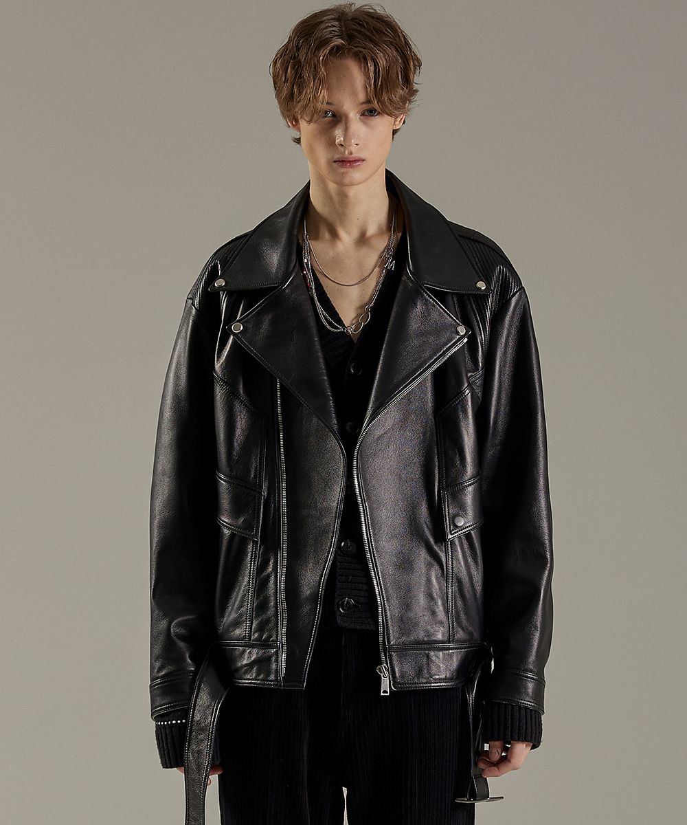 MUSINSA公式 | MAISON MINED BLACK LEATHER LAMB RIDER JACKET