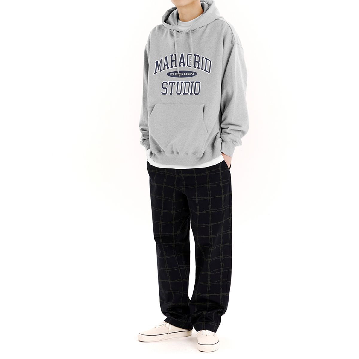 마하그리드(MAHAGRID) COLLEGE LOGO HOODIE GREY(MG2ESMM401A)