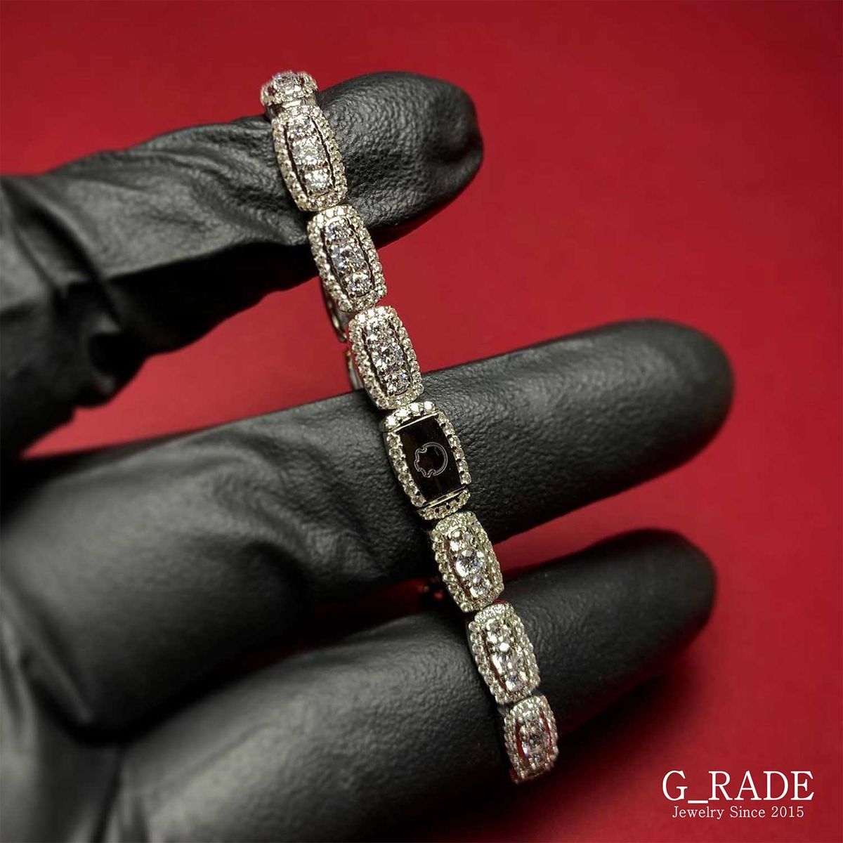 지레이드(G_RADE) Full Rectangle Tennis Chain Bracelet