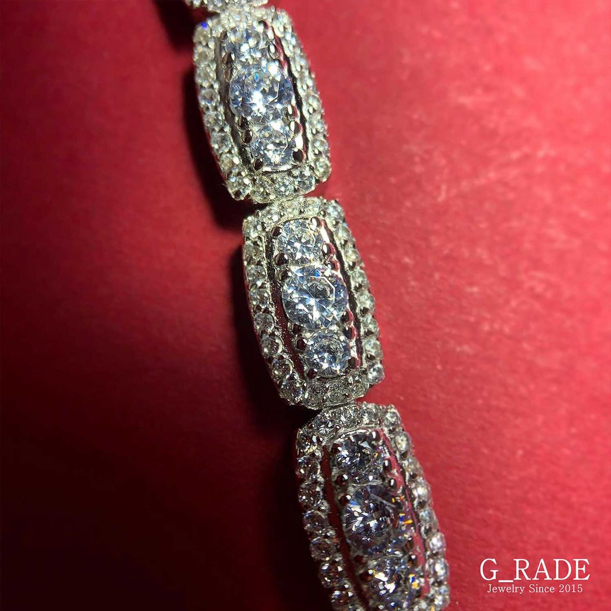 지레이드(G_RADE) Full Rectangle Tennis Chain Bracelet