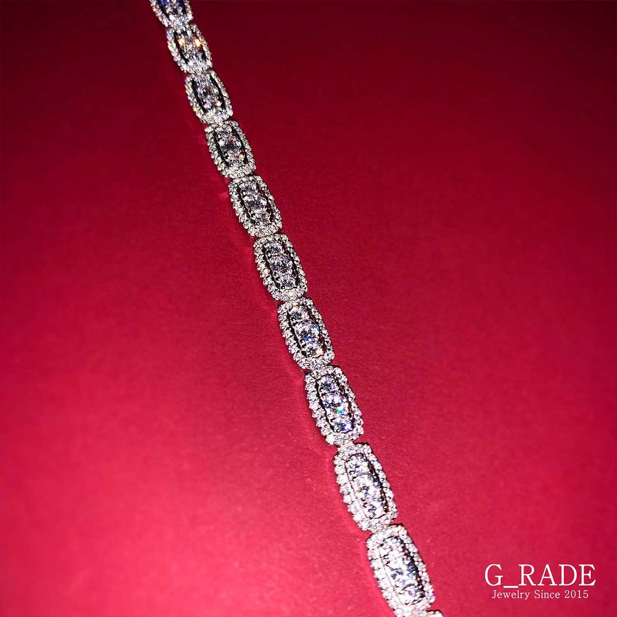 지레이드(G_RADE) Full Rectangle Tennis Chain Bracelet