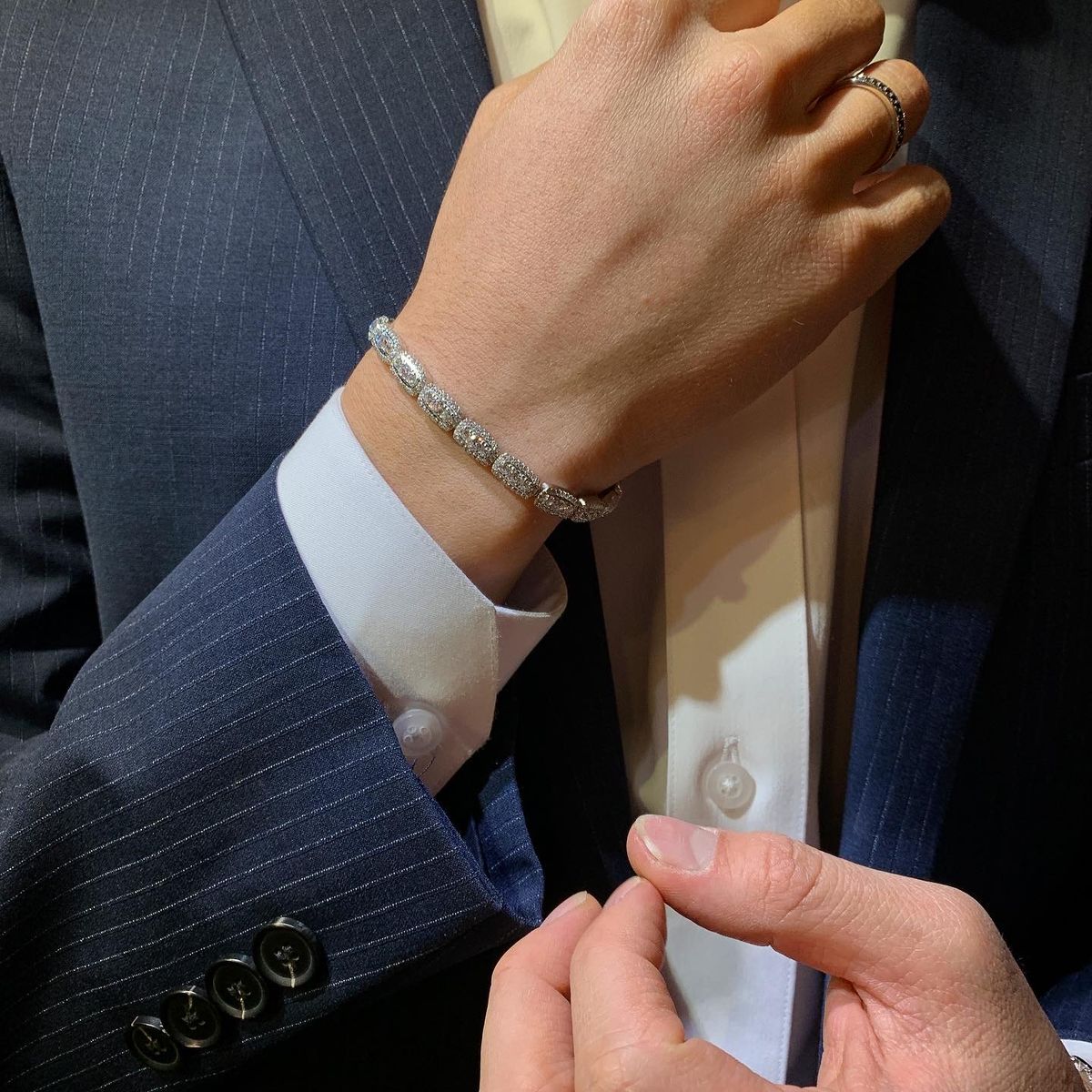 지레이드(G_RADE) Full Rectangle Tennis Chain Bracelet