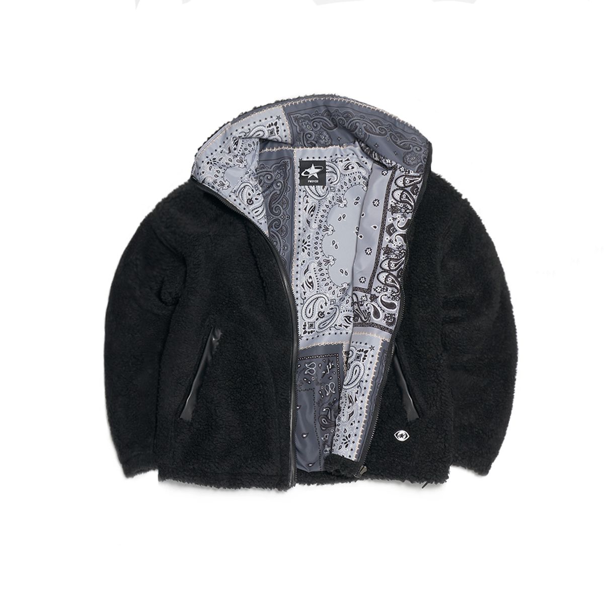 에프엠9102(FM91.02) TEDDY BEAR & PAISLEY REVERSIBLE JACKET black