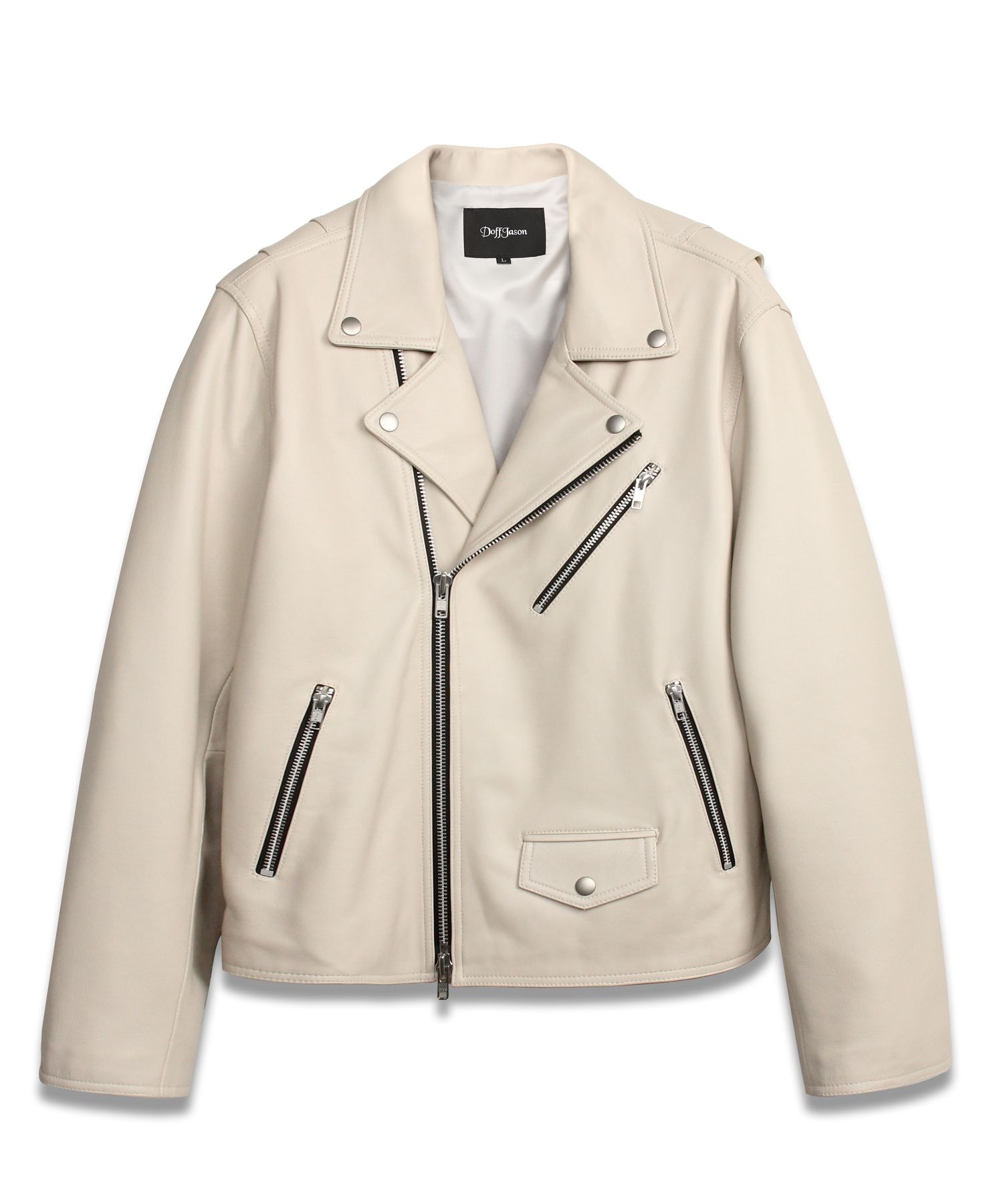 MUSINSA | DOFFJASON LAMBSKIN 100 MOTORCYCLE JACKET (IVORY)