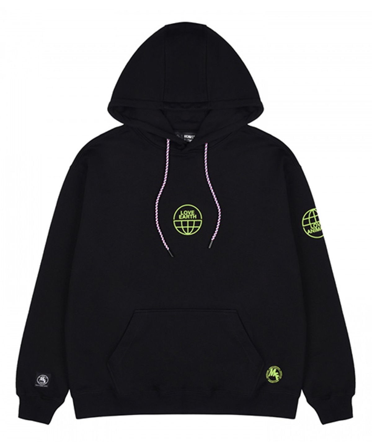 몽키플라워(Monkey Flower) 공용 러브 몽키 오버핏 후드 BLACK/ MS1WHD04U81