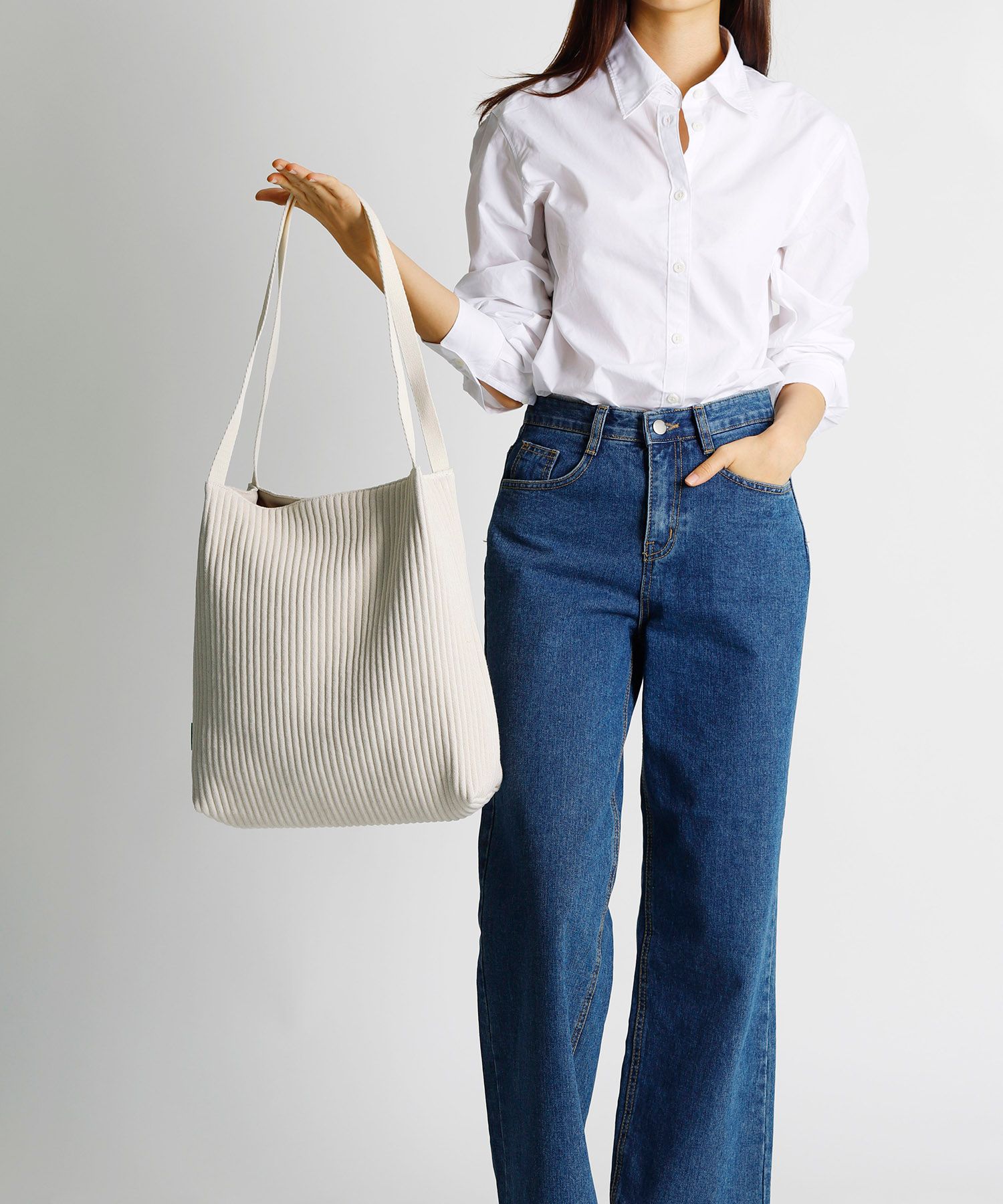 MUSINSA | GREEN STUFF boxy bag 53 - corduroy canvas ivory