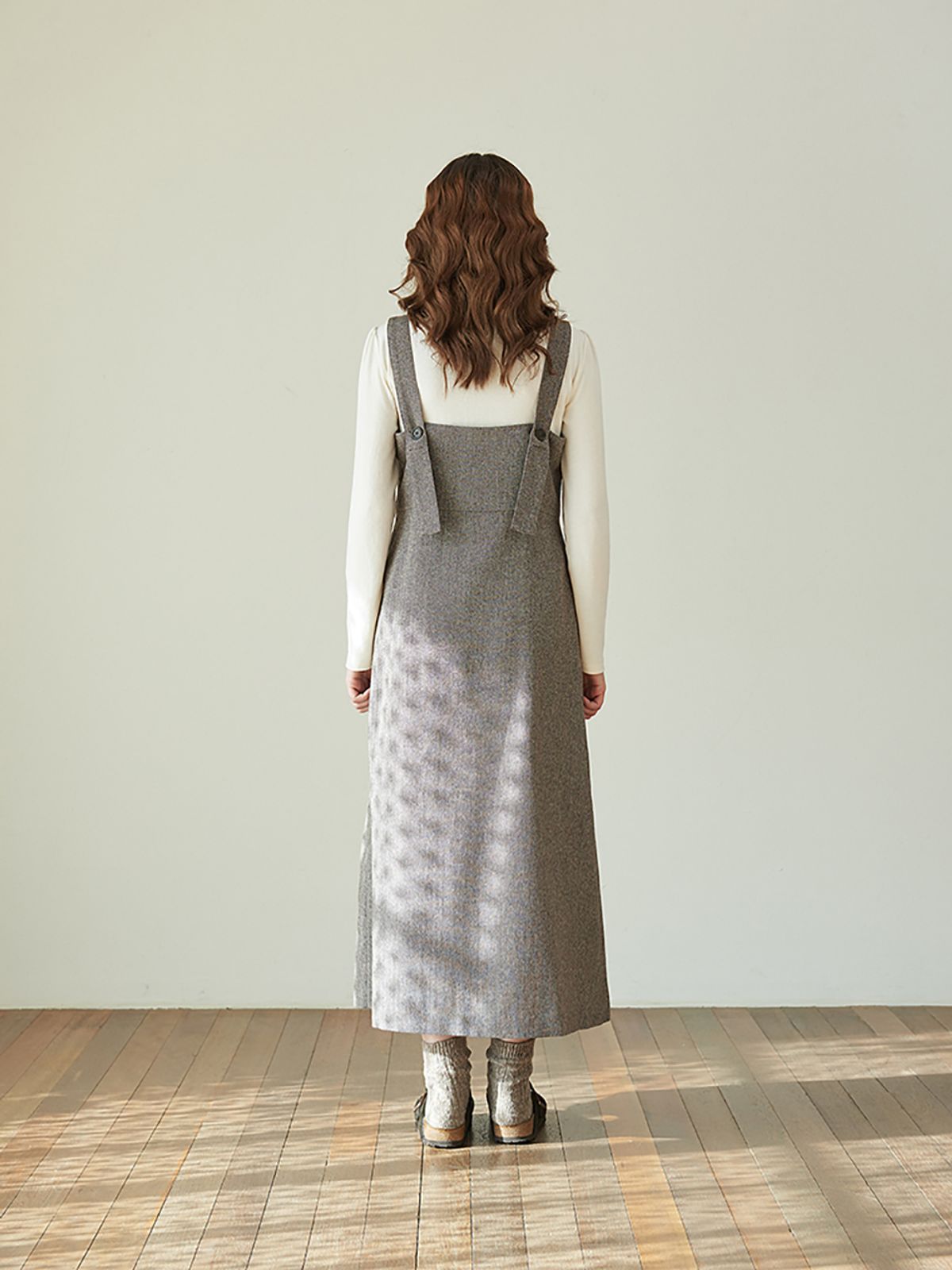 라비올렛트(LA VIOLETTE) Herringbone Wool Blend Dress - Brown